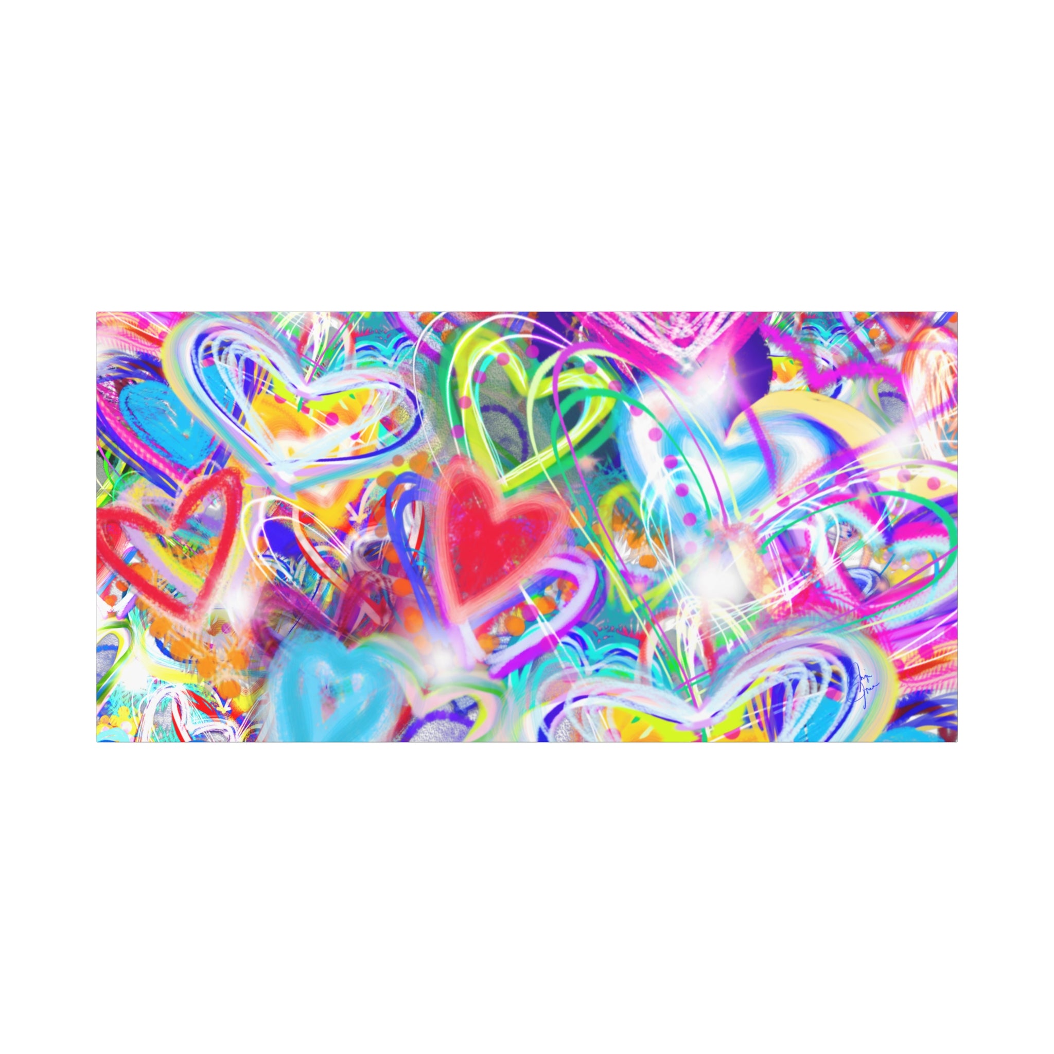 Colorful Heart Graffiti Matte Canvas
