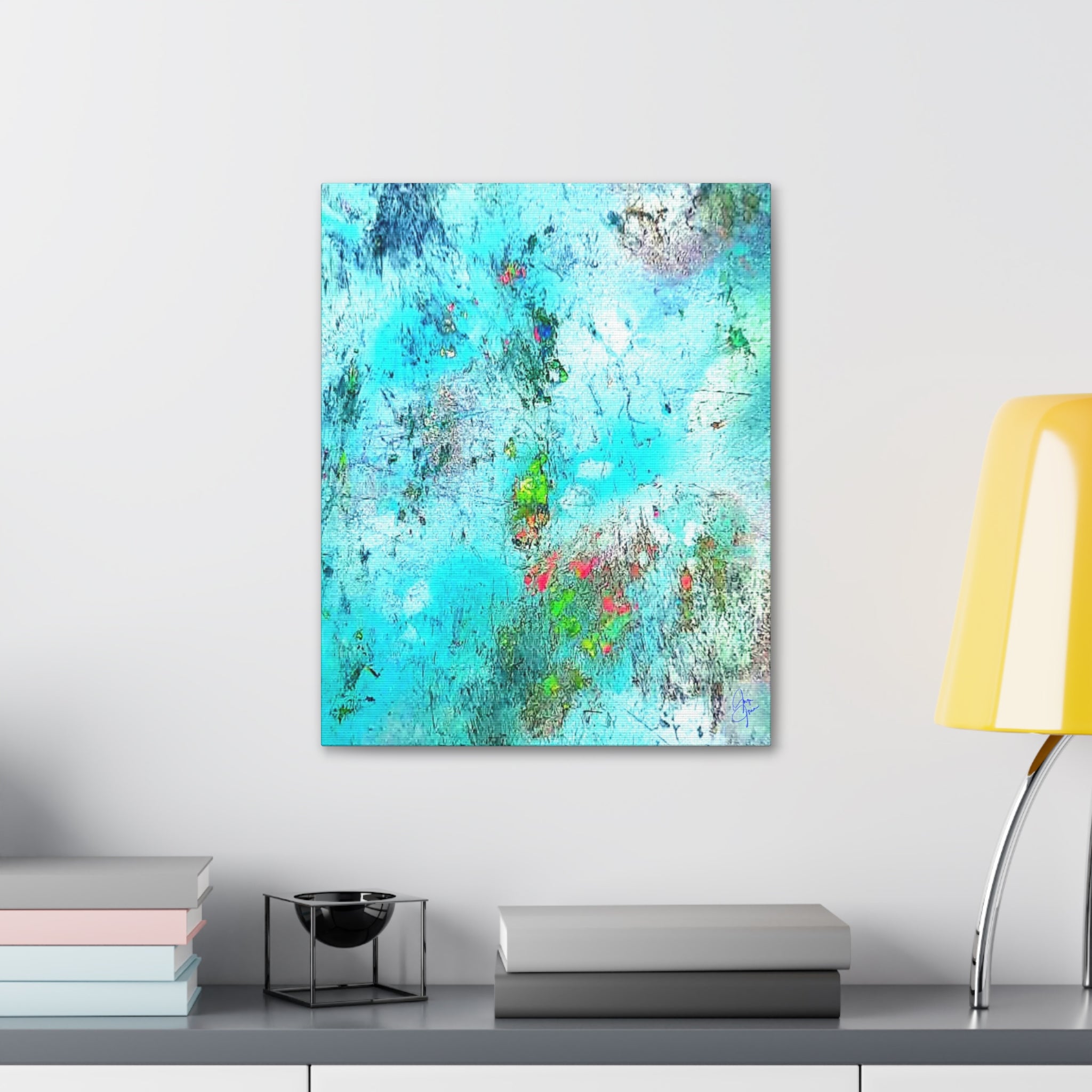 Abstract Aqua Texture Canvas