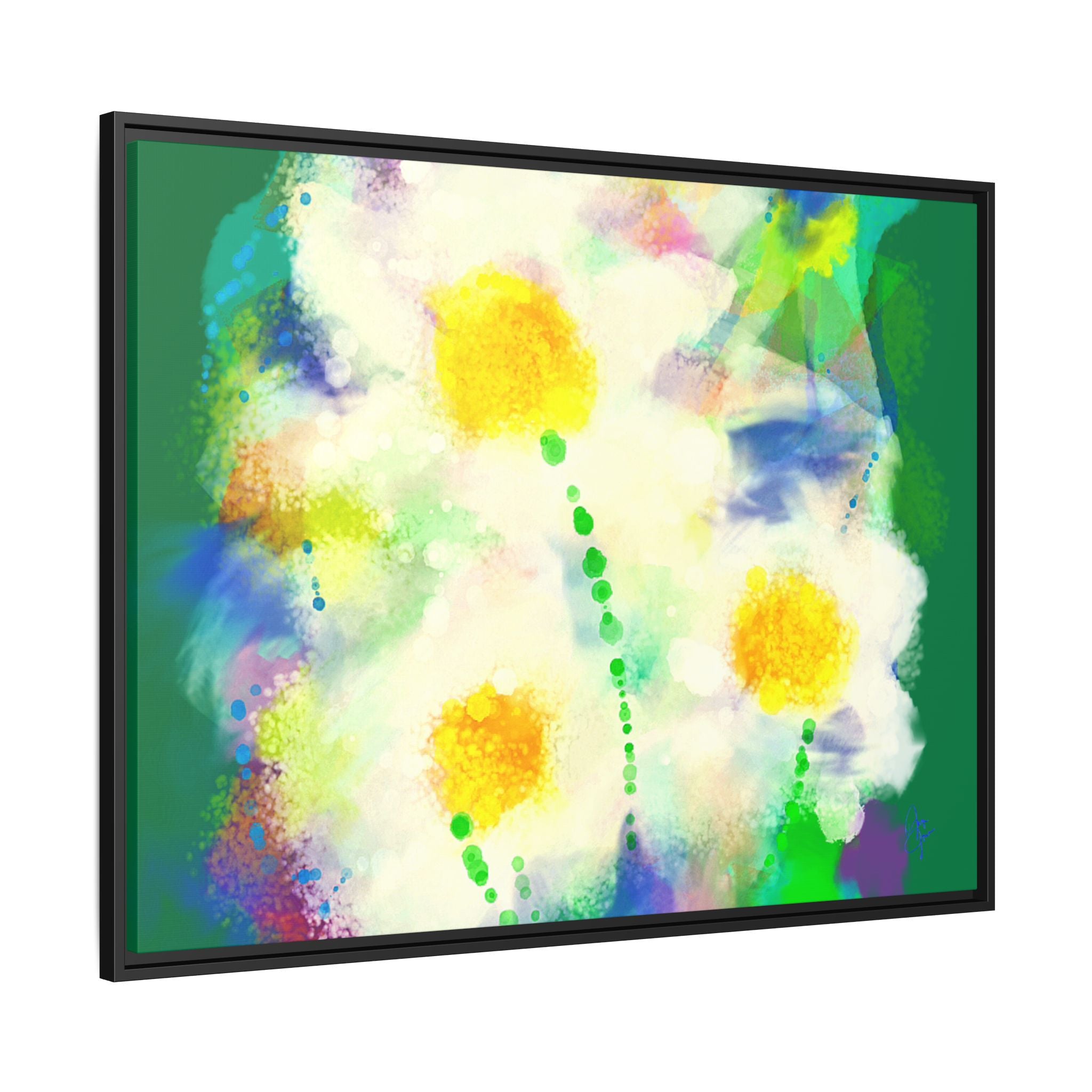 Framed Matte Canvas - Watercolor Yellow Floral Abstract Wall Art