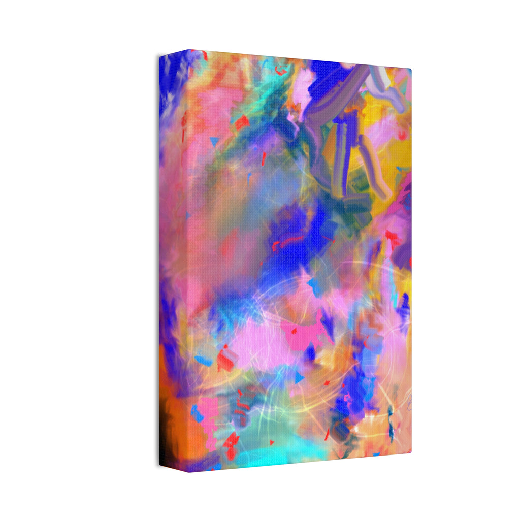 Abstract Color Burst Canvas – Vibrant Pink & Blue Stretched Wall Art