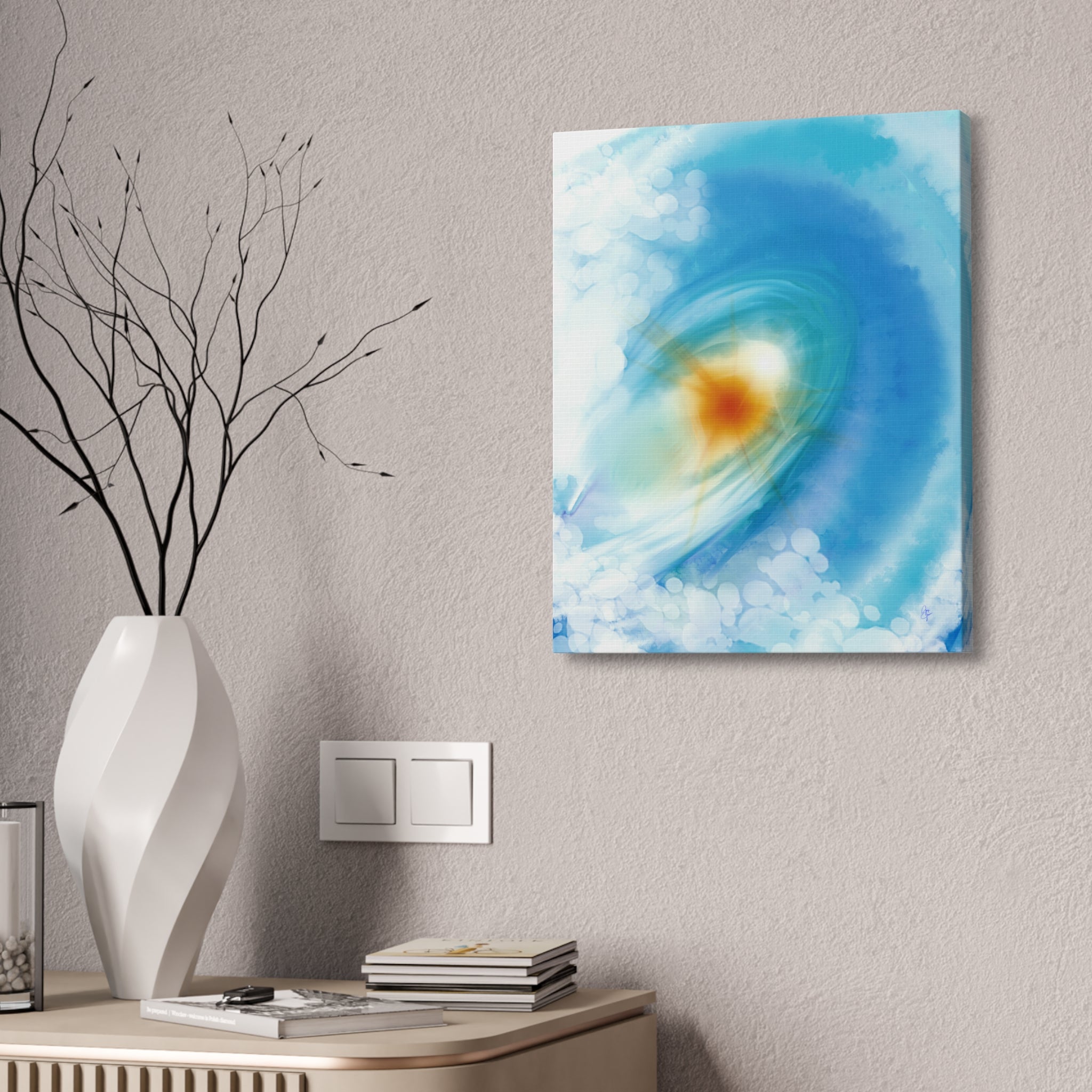 Abstract Ocean Vortex Canvas Print — Blue Swirl Wall Art