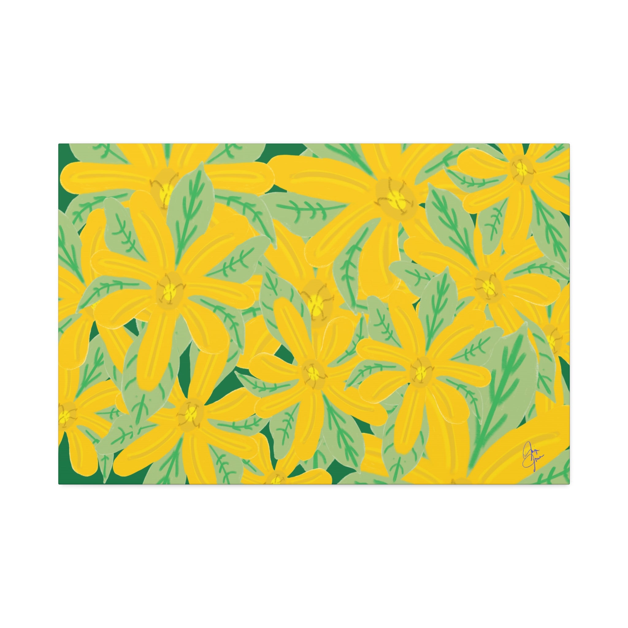 Yellow Daisy Canvas Wall Art — Bright Floral Stretched Canvas (1.5" Depth)