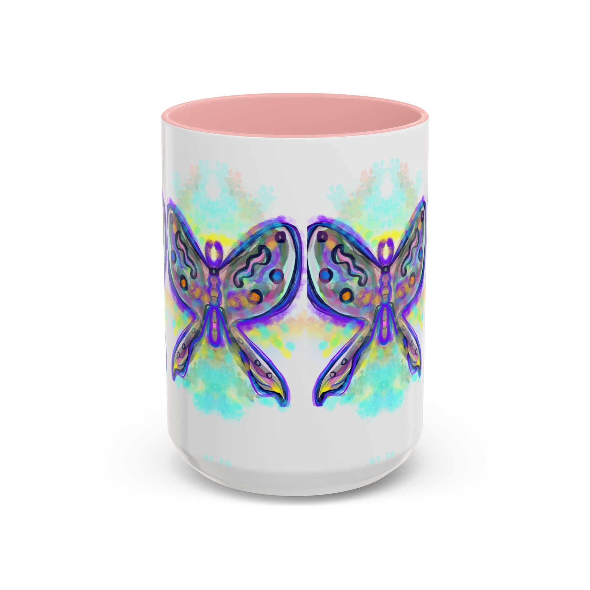 Butterfly Accent Coffee Mug — Colorful Watercolor Butterfly Design (11/15oz)