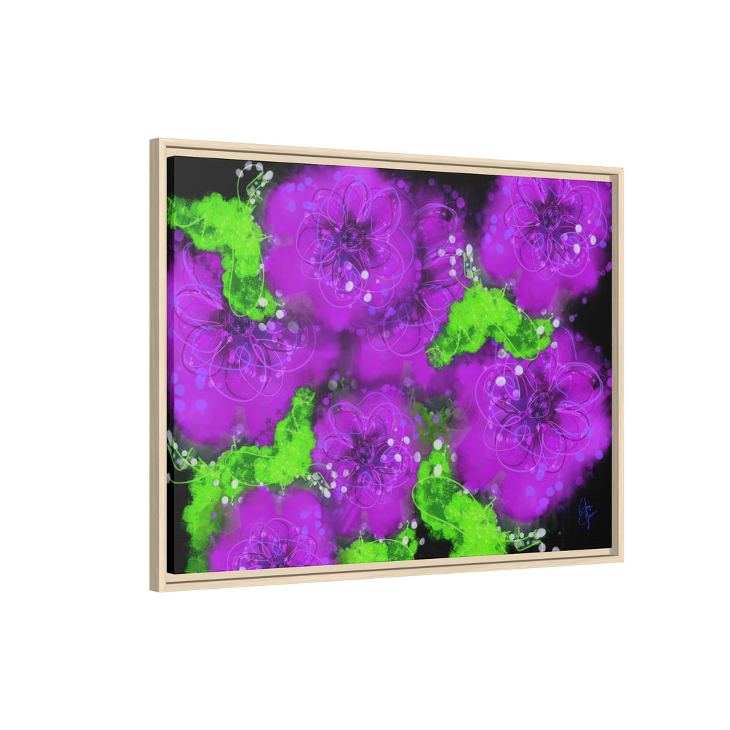 Framed Floral Canvas Print — Matte Multi-Color Blooms Wall Art