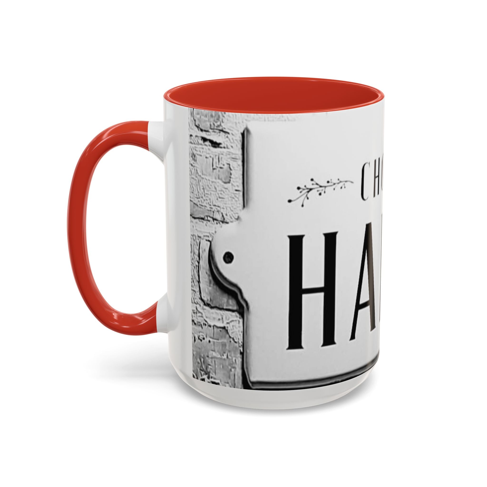 Choose Happy Accent Coffee Mug – Inspirational Black & White Ceramic Mug (11/15oz)