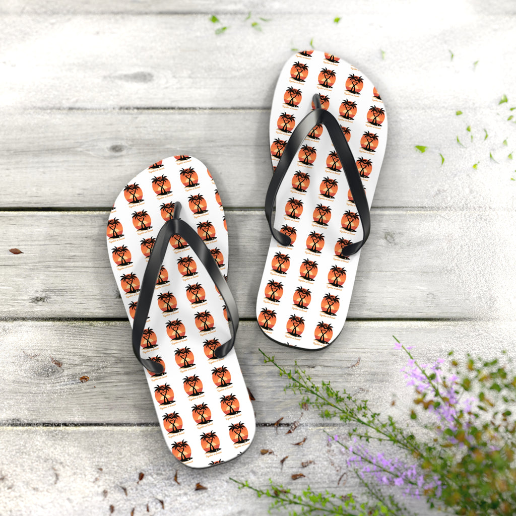 Palm Tree Sunset Flip Flops – Tropical Beach Pattern Sandals