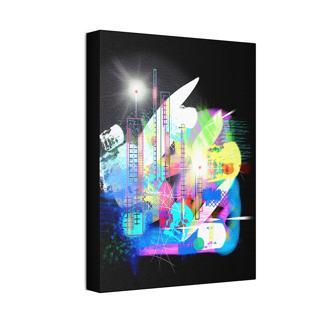 Abstract Neon Cityscape Canvas Print — Stretched 1.5"