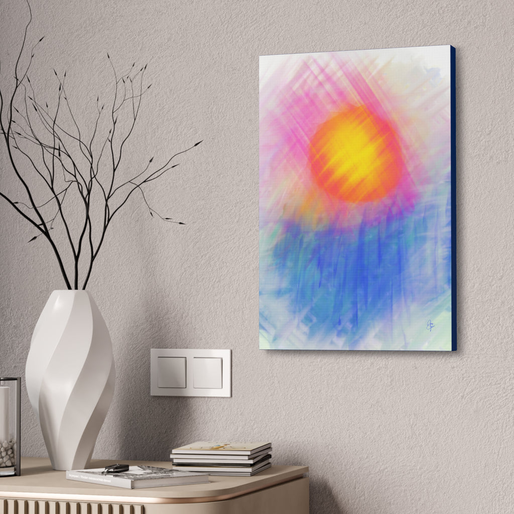 Abstract Sunrise Canvas Art - Vibrant Pink & Orange Sun Stretched Canvas