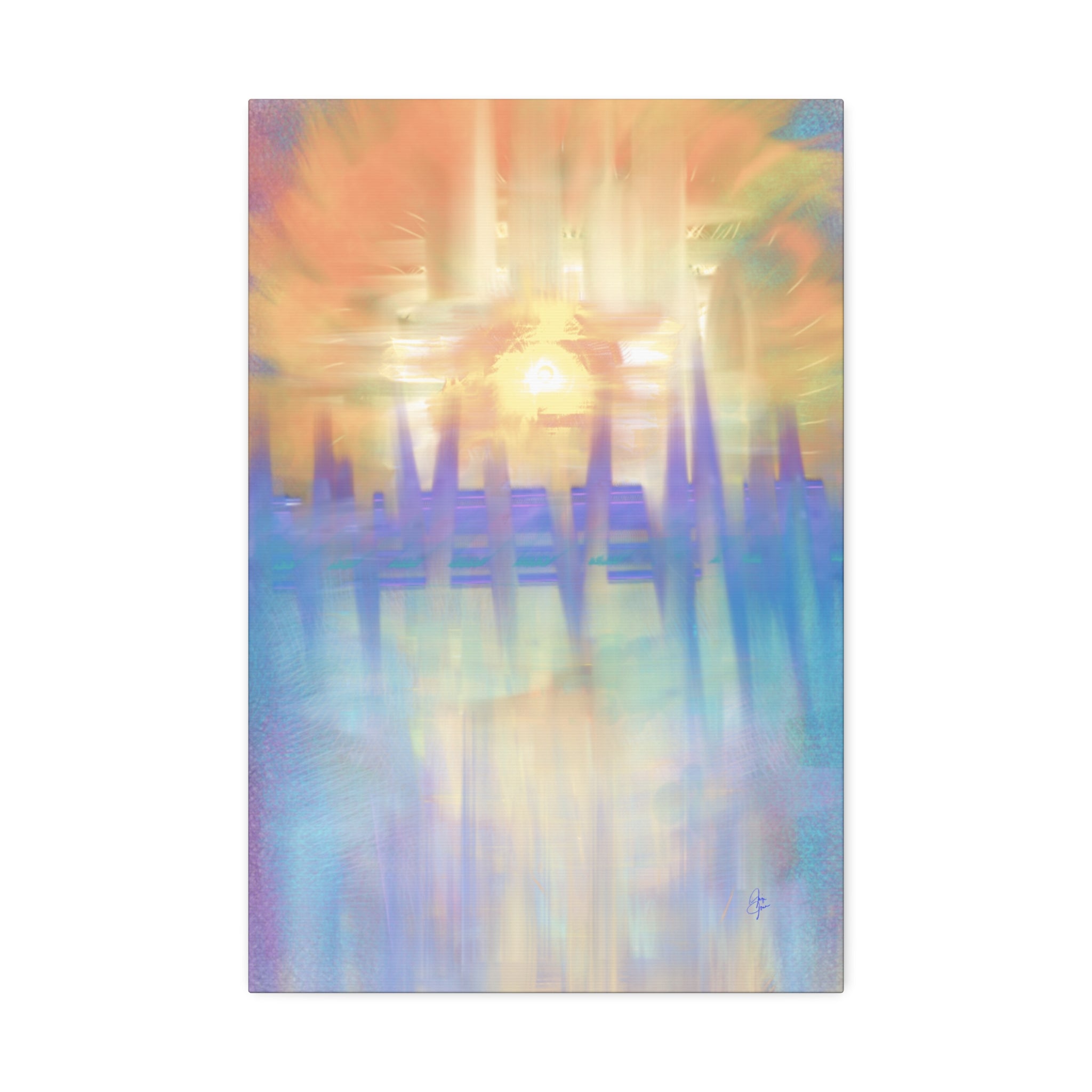 Sunrise Dreamscape Canvas Wall Art — Pastel Abstract Stretched Canvas (1.5")