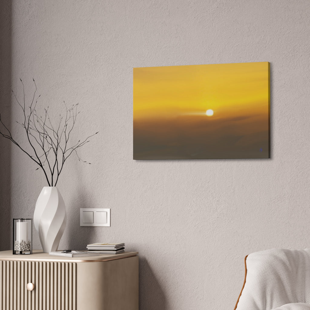 Golden Sunrise Canvas Wall Art — Tranquil Sunrise Stretched Canvas
