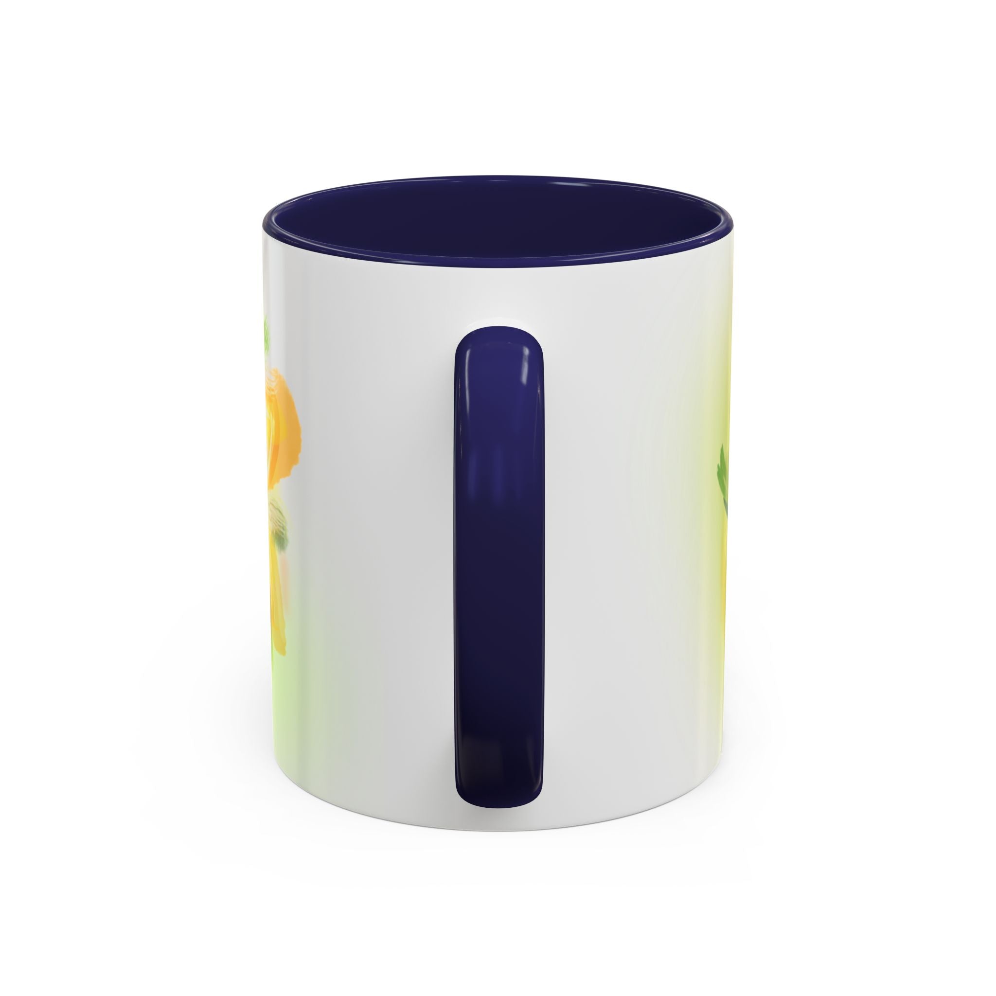 Sunlit Daisy Accent Coffee Mug — Yellow Floral 11/15oz