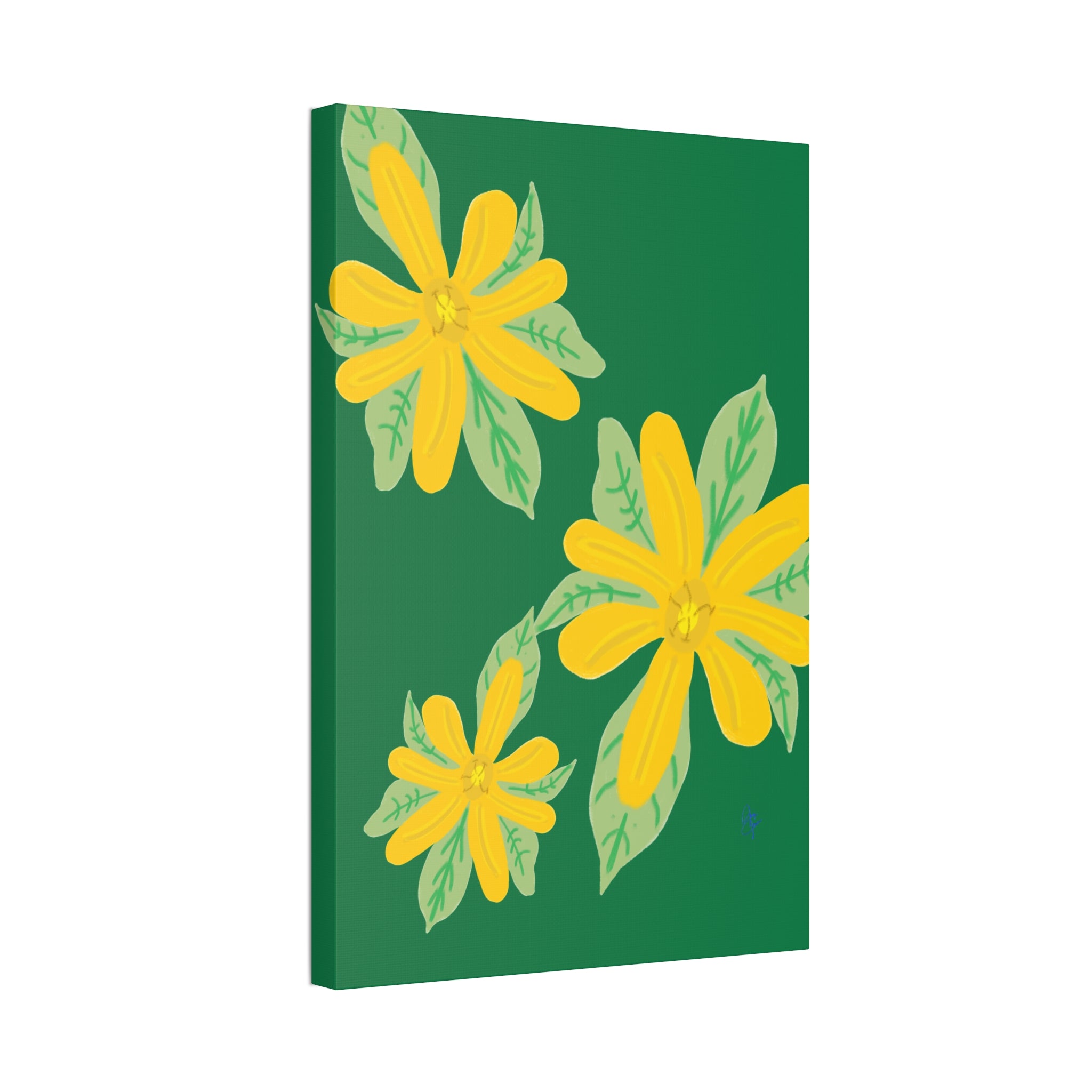 Yellow Daisy Canvas Wall Art — Bright Floral Stretched Canvas (1.5" Depth)