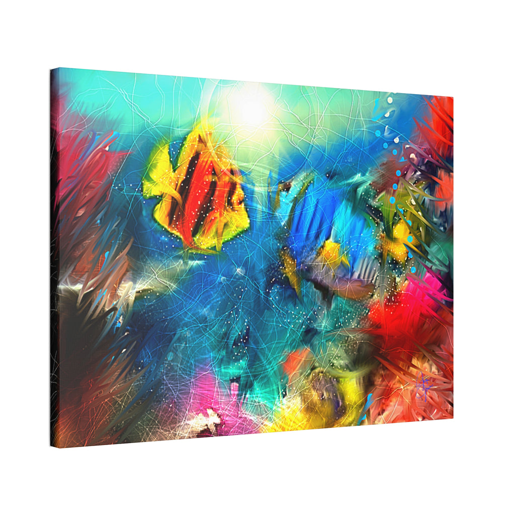 Abstract Tropical Fish Canvas – Colorful Ocean Wall Art (Stretched 1.5")