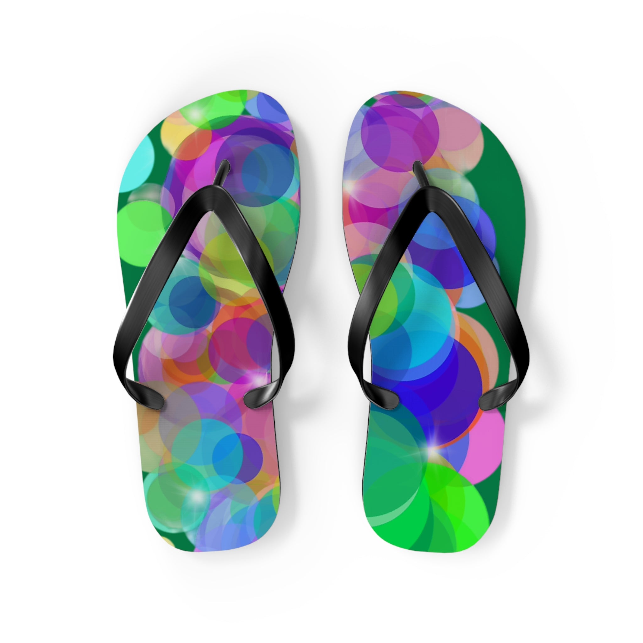 Flip Flops — Colorful Bokeh Circle Pattern Summer Sandals