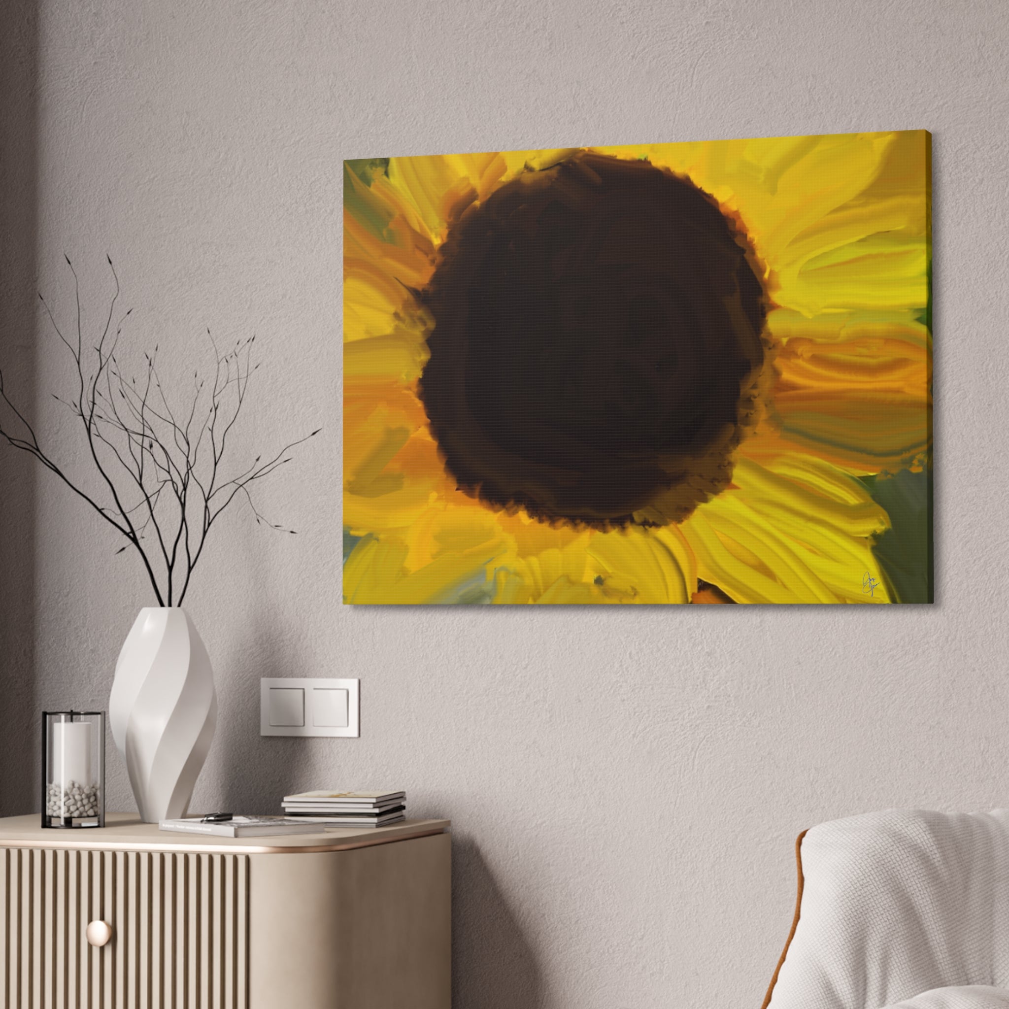 Sunflower Close-Up Canvas Stretched Wall Art
