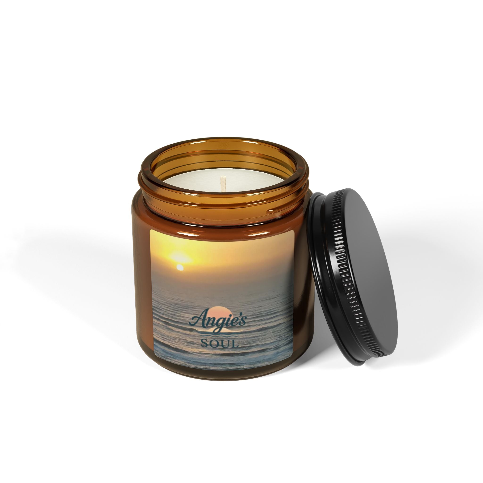 Amber Jar Soy Candle — 'Angie's Soul' Ocean Sunset Scented Candle (Multi-Size)
