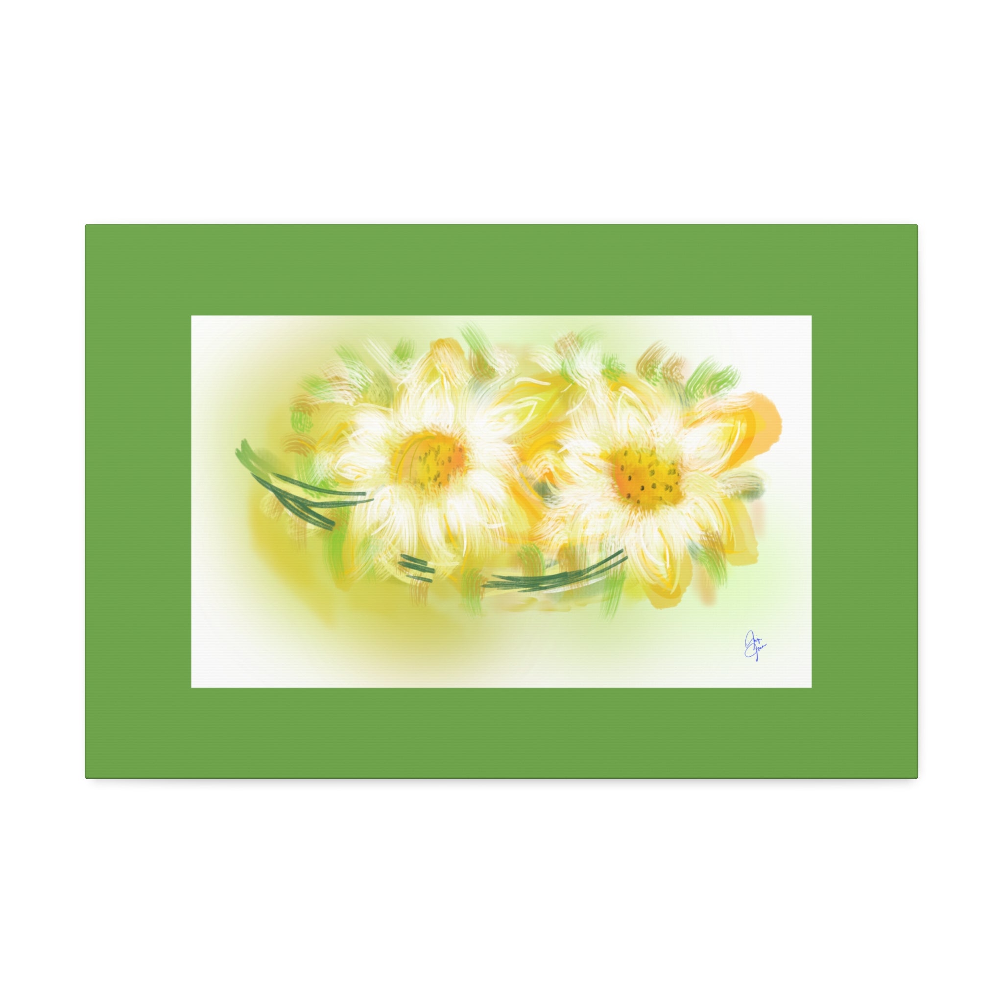 Yellow Daisy Floral Canvas Print – Stretched 1.5" Edge Art