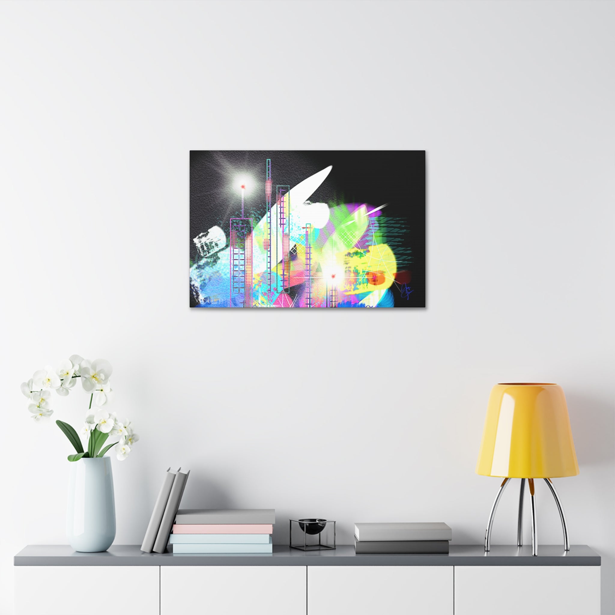 Abstract Neon Cityscape Canvas Print — Stretched 1.5"