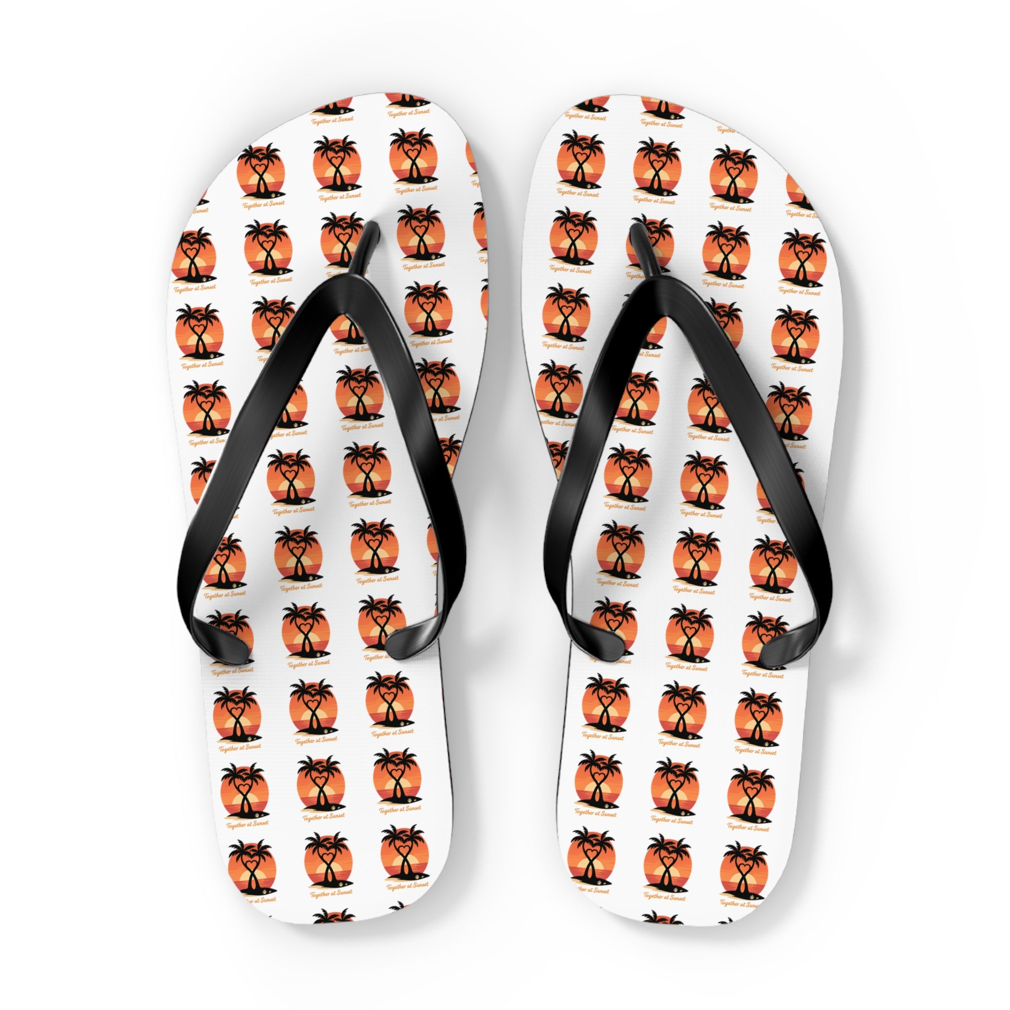 Palm Tree Sunset Flip Flops – Tropical Beach Pattern Sandals