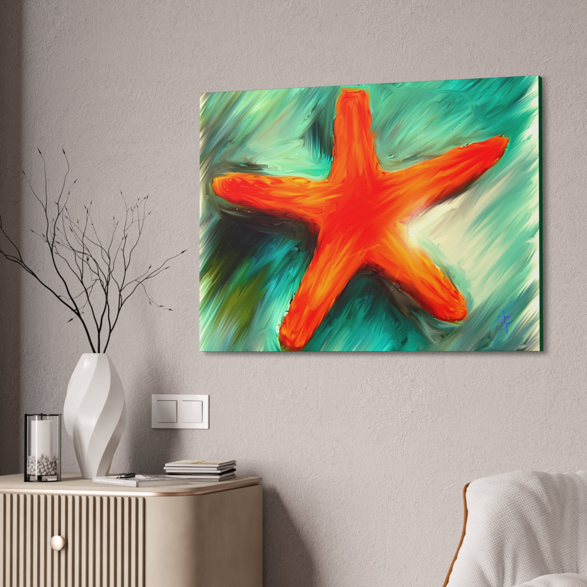 Starfish Wall Art Canvas — Stretched 1.5" Coastal Beach Décor