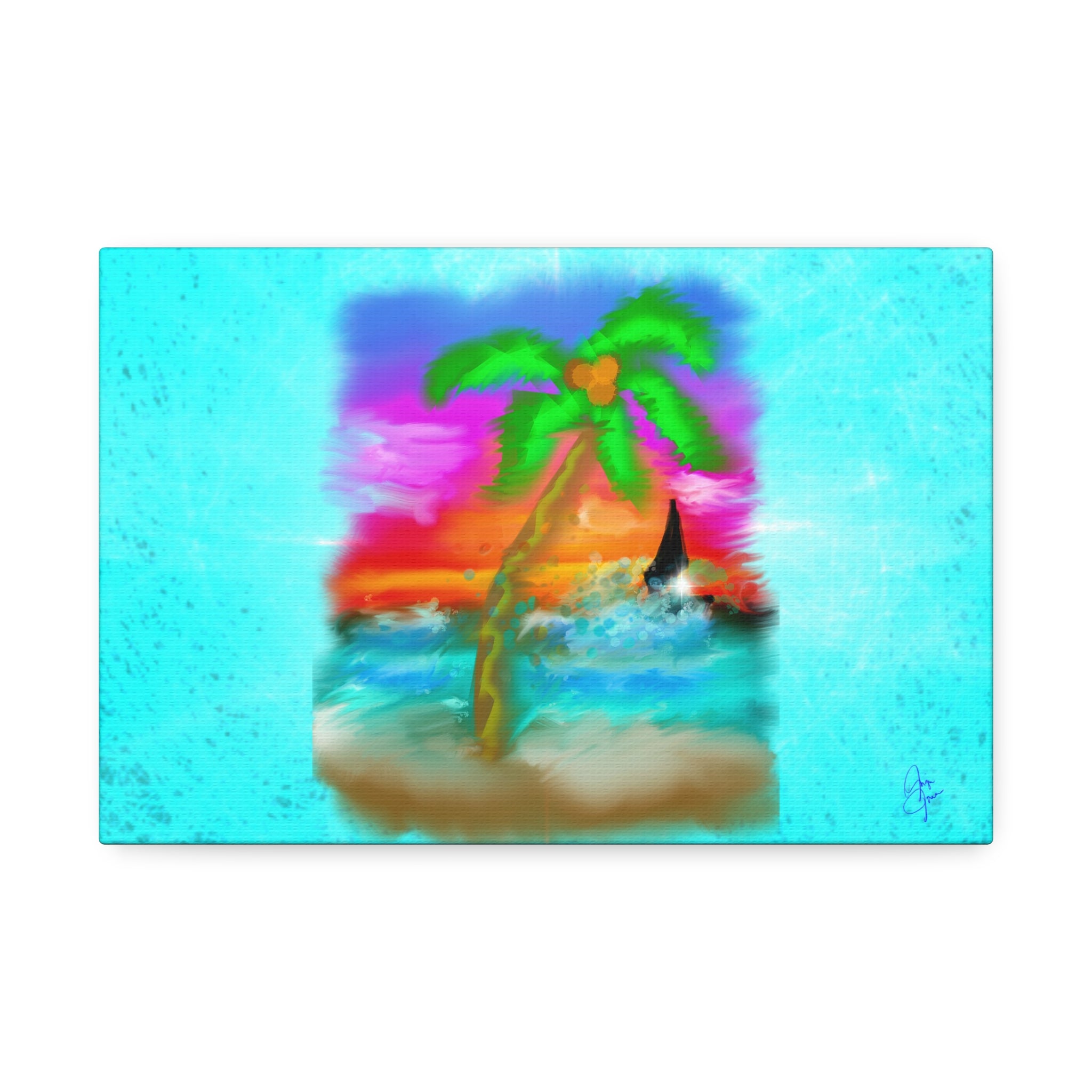 Tropical Sunset Palm Canvas - Stretched Wall Art (1.5" Depth)