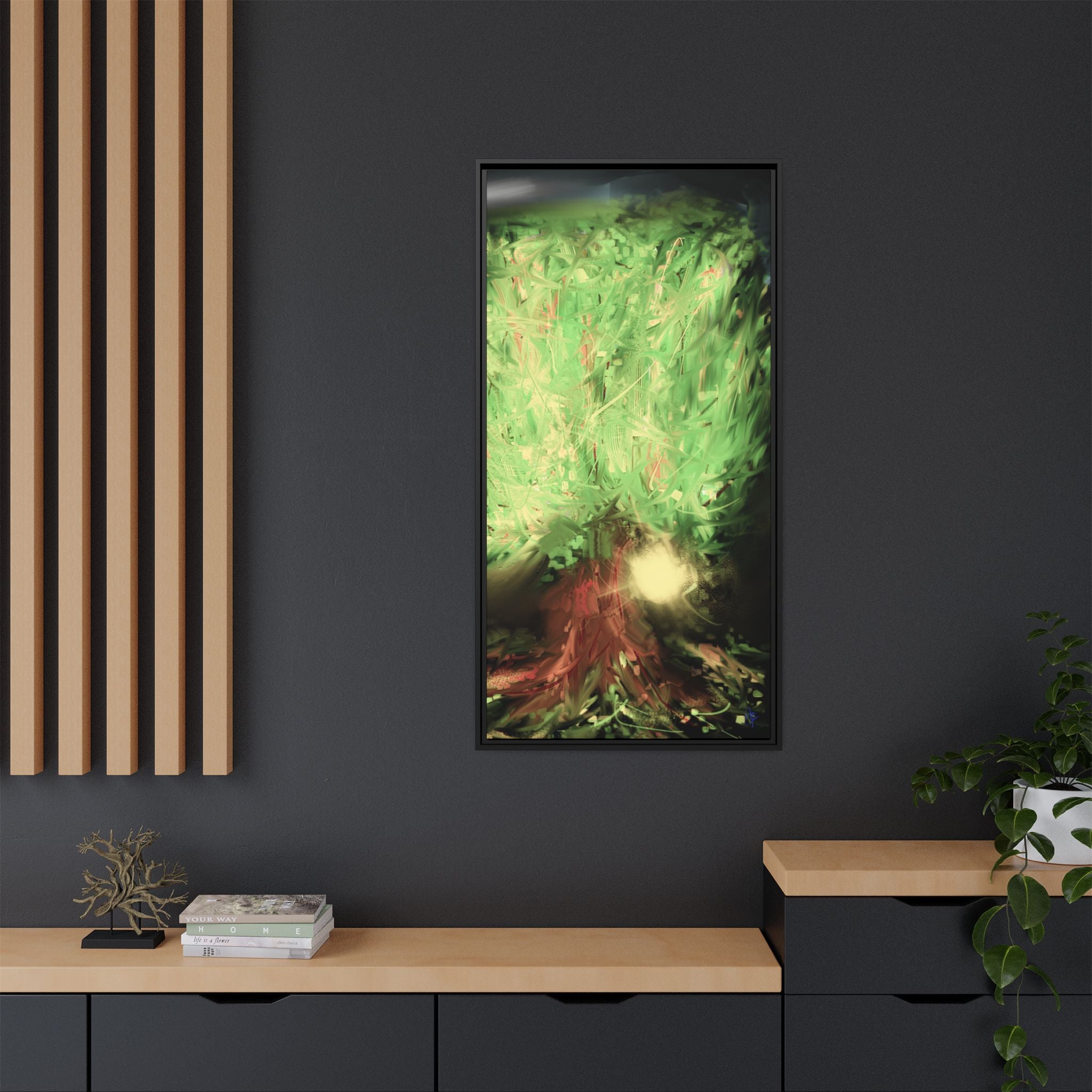 Sunset Tree Matte Canvas Framed Wall Art