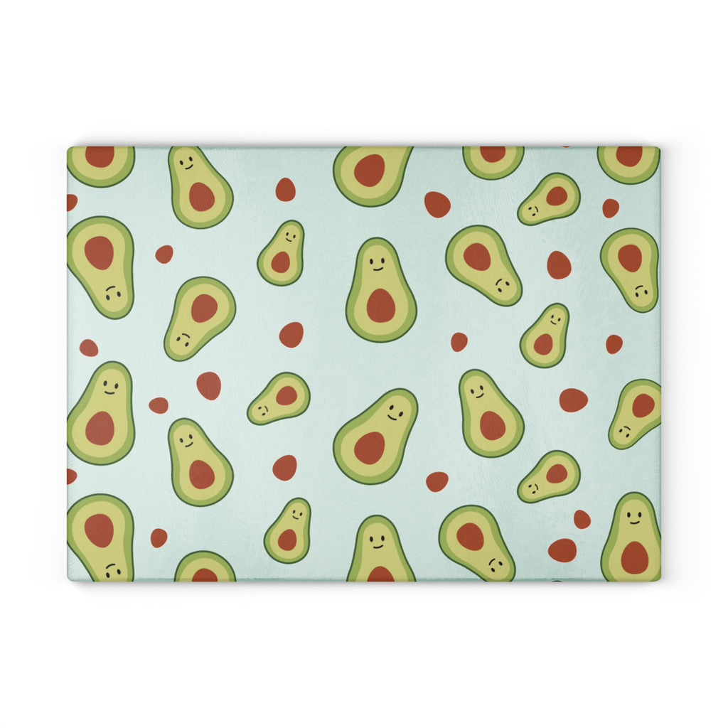 Cute Avocado Pattern Glass Cutting Board — Fun Kitchen Chopping Board for Avocado Lovers