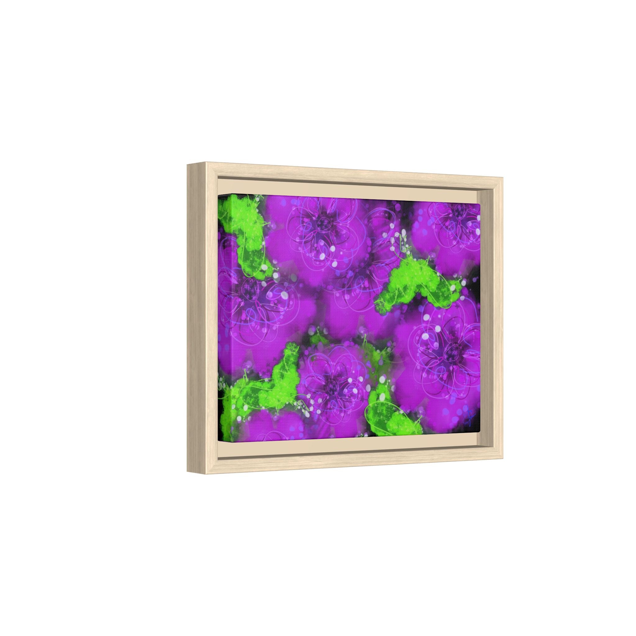 Framed Floral Canvas Print — Matte Multi-Color Blooms Wall Art