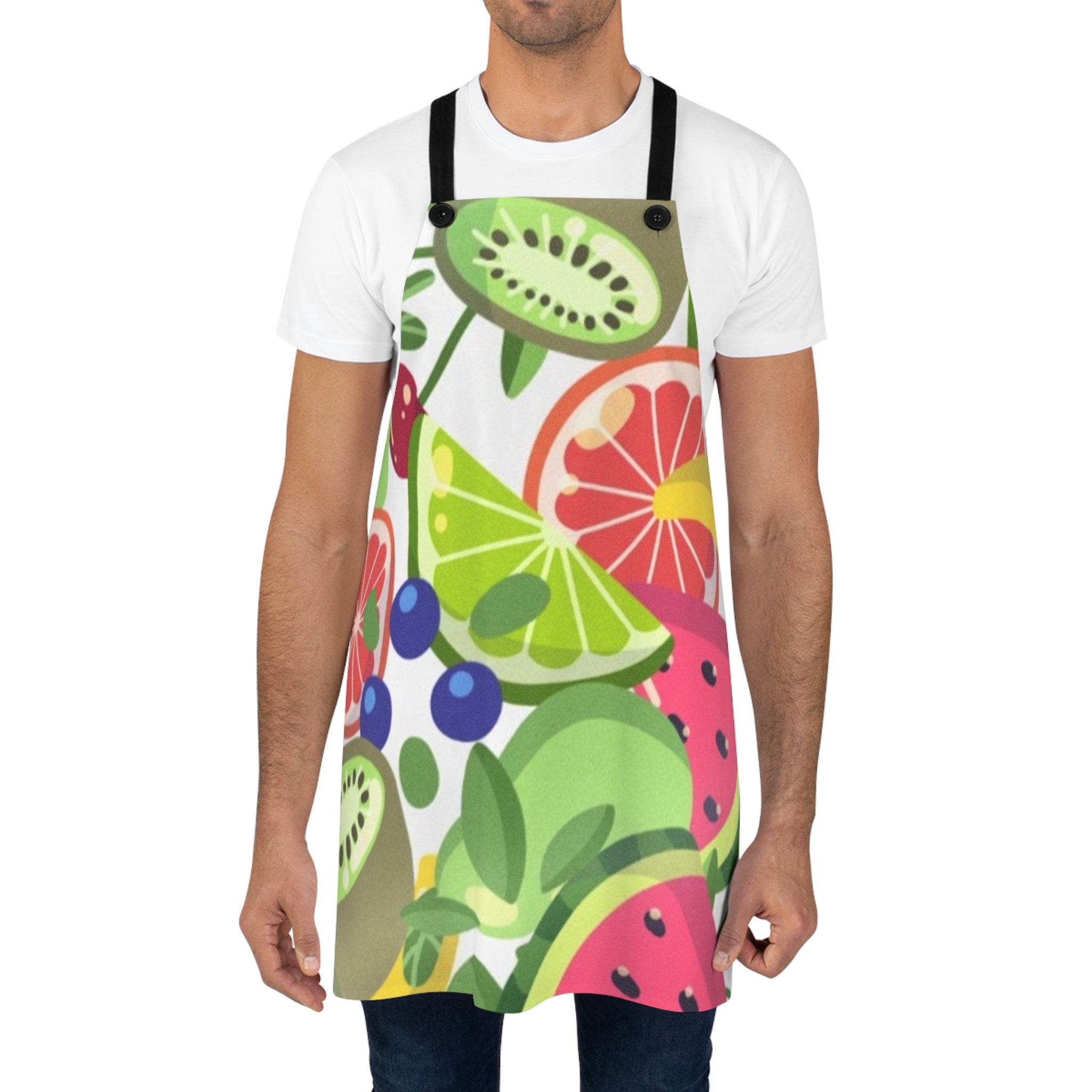 Fruit Pattern Apron — Colorful Summer Citrus & Watermelon Kitchen Apron