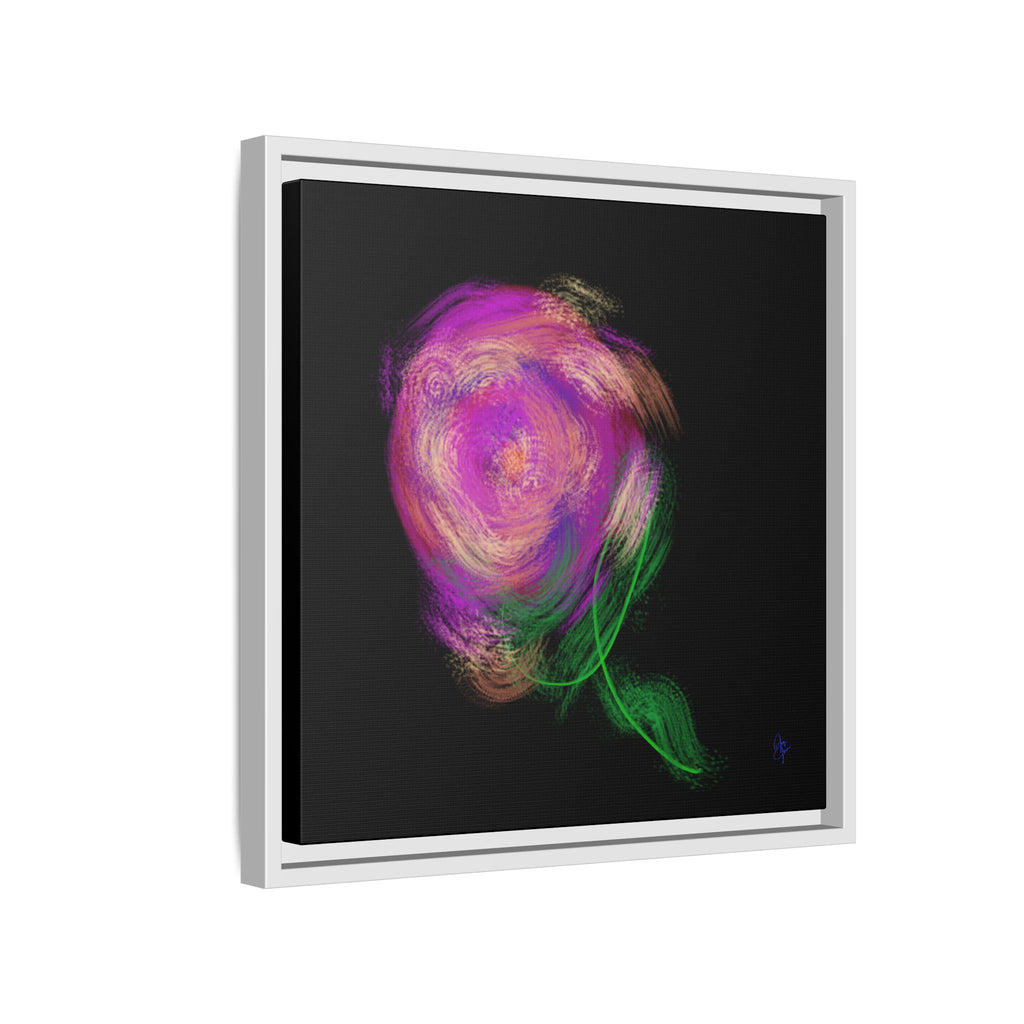 Abstract Rose Swirl Matte Framed Canvas — Multicolor Floral Wall Art