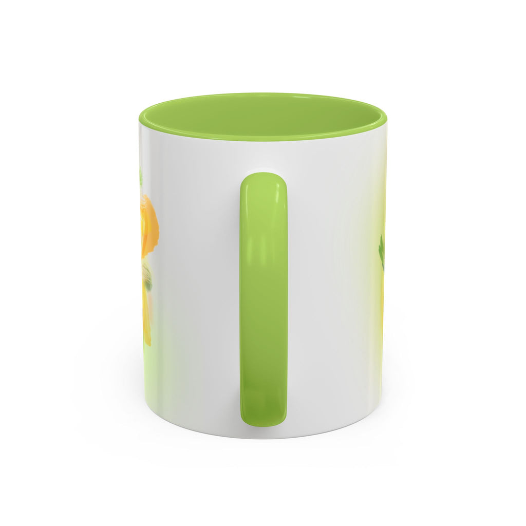 Sunlit Daisy Accent Coffee Mug — Yellow Floral 11/15oz