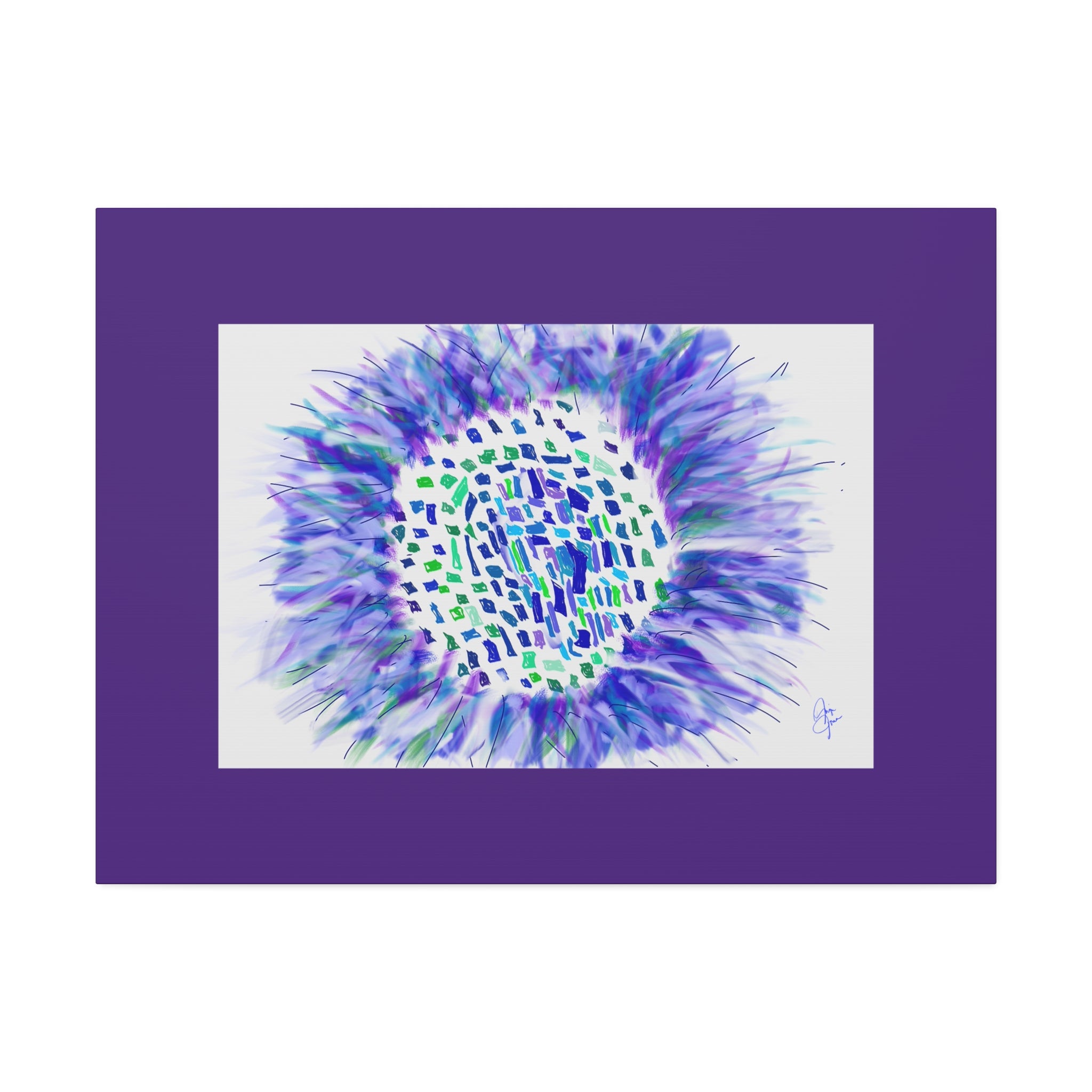 Abstract Blue-Purple Burst Canvas Stretched Art