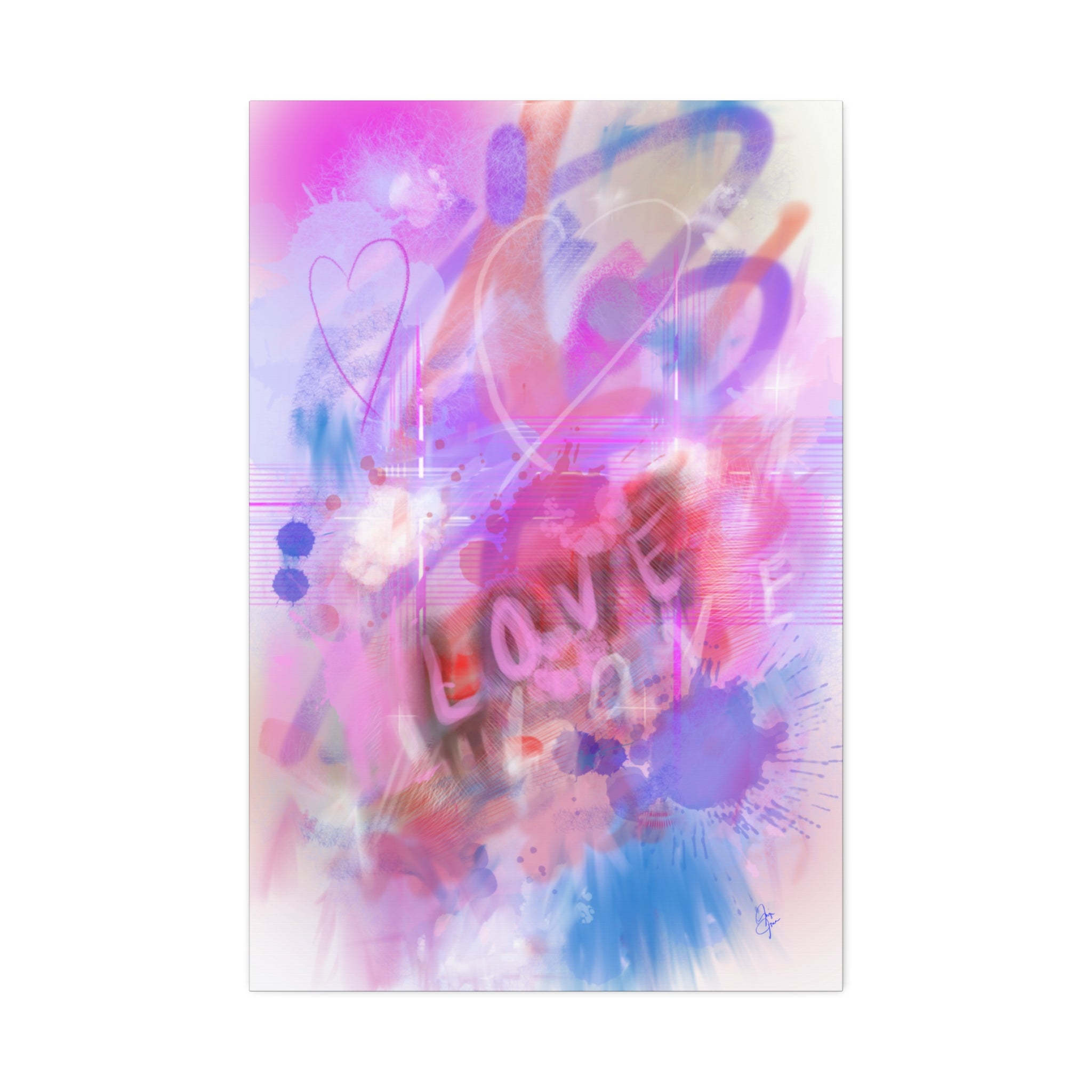Love Vibes Canvas Wall Art — Pink Abstract Stretched Canvas