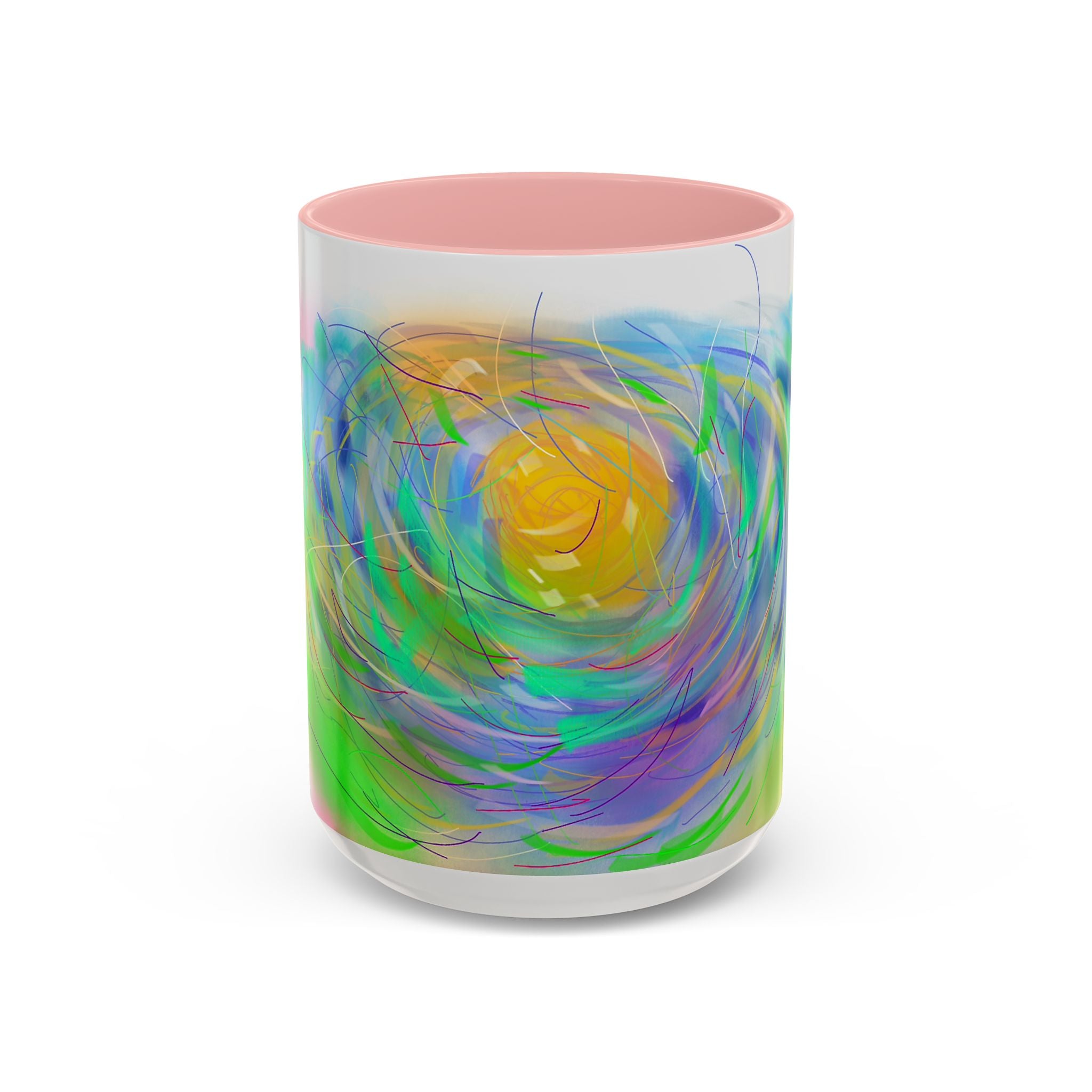Abstract Sunrise Accent Coffee Mug — Colorful Swirl Art Coffee Cup (11/15oz)