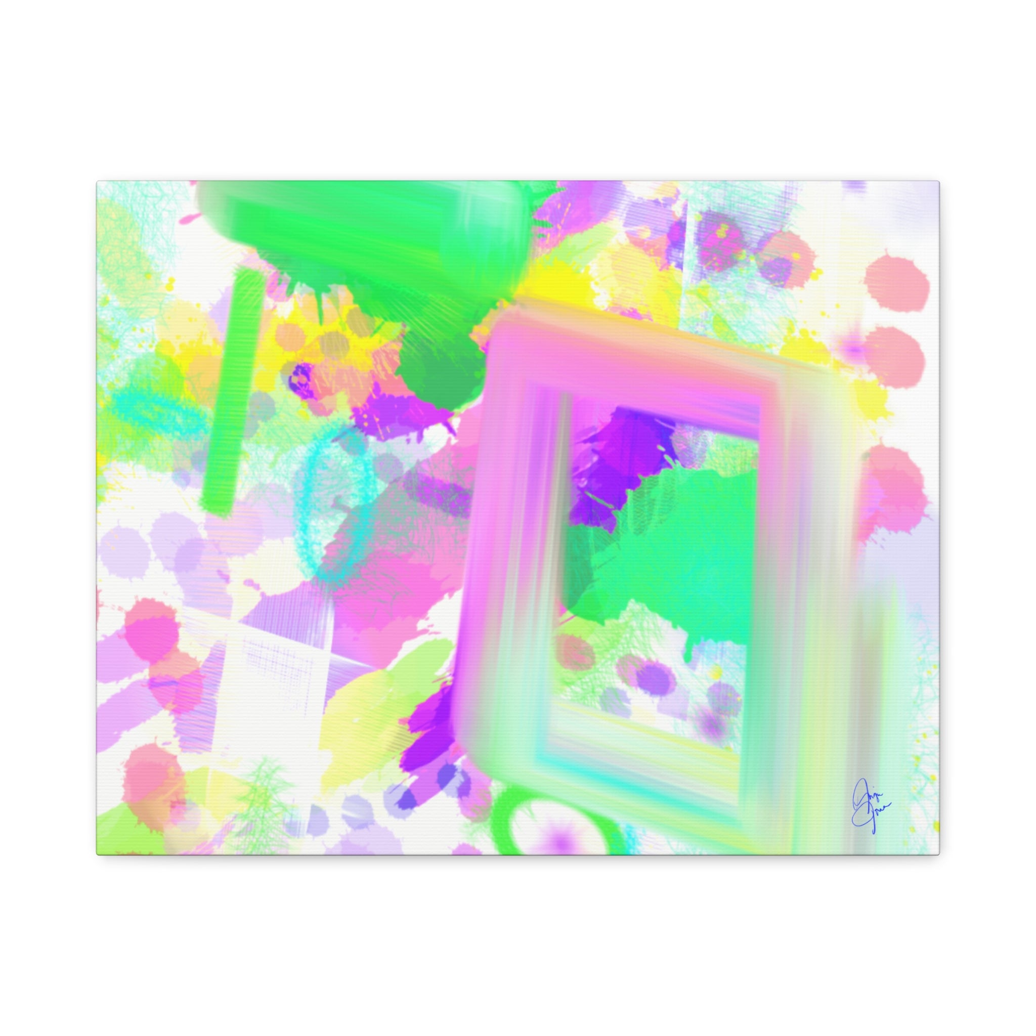 Abstract Pastel Splash Canvas Print — Bright Neon Frame Wall Art