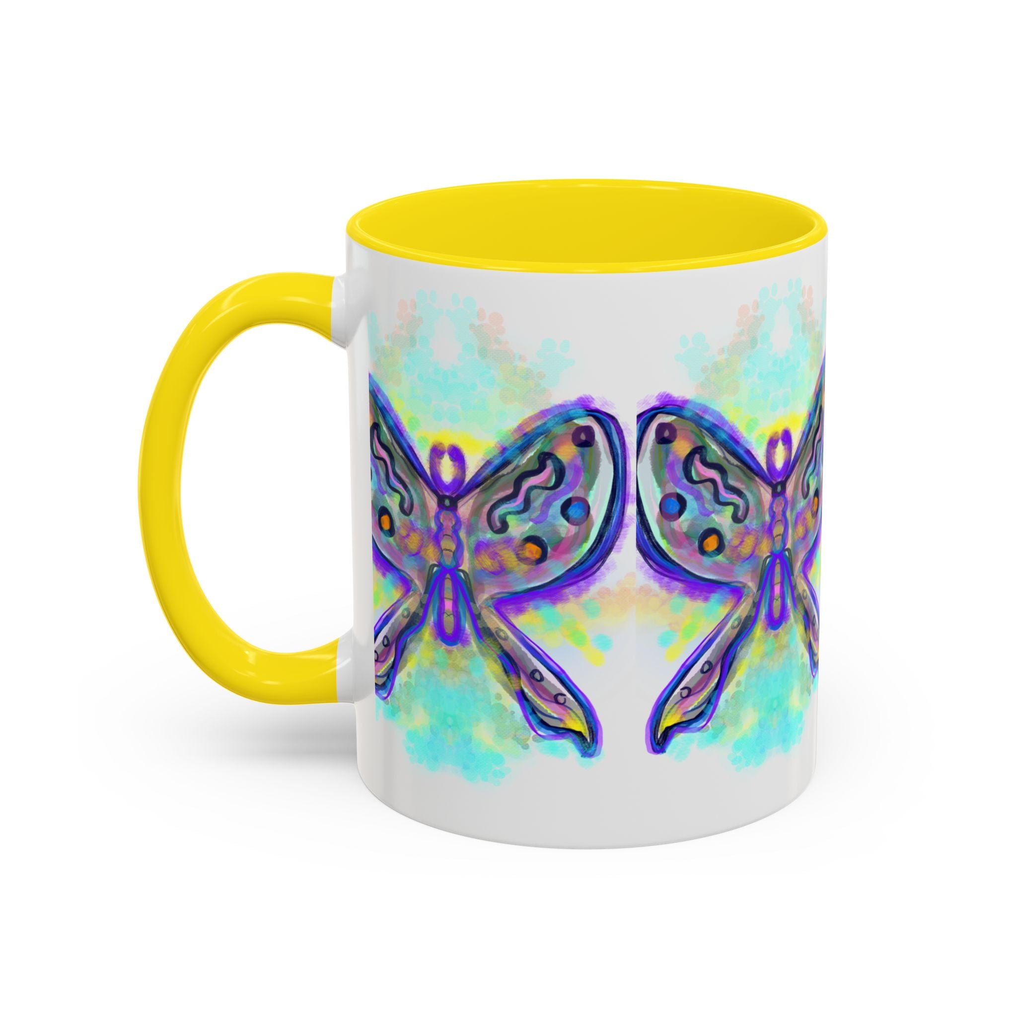 Butterfly Accent Coffee Mug — Colorful Watercolor Butterfly Design (11/15oz)