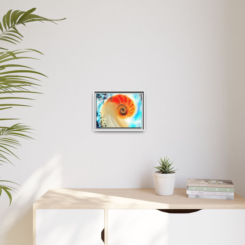 Framed Abstract Spiral Canvas Art — Vibrant Nautical Wave Print