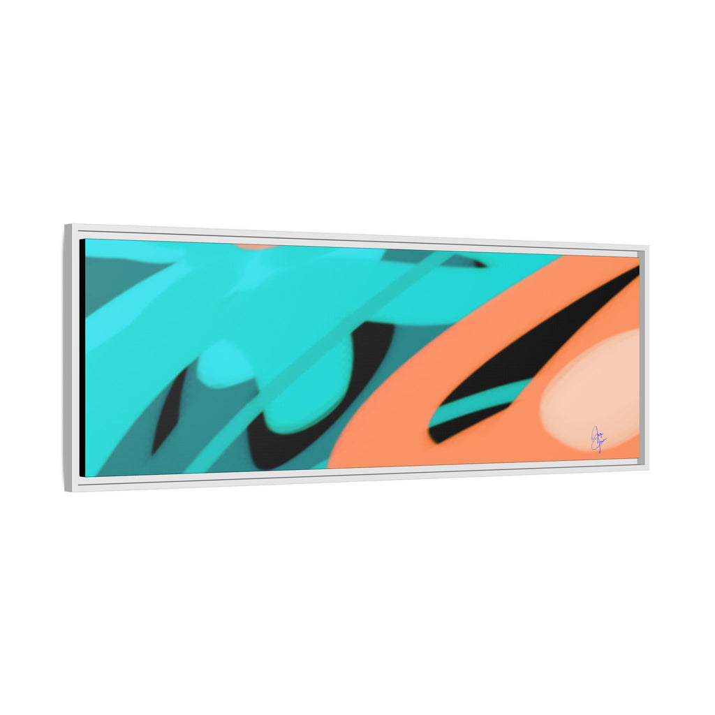 Abstract Teal & Coral Splash Framed Canvas