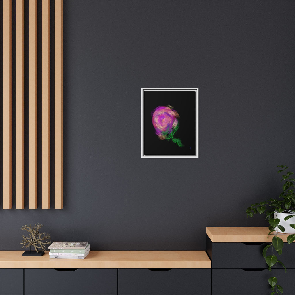 Abstract Rose Swirl Matte Framed Canvas — Multicolor Floral Wall Art