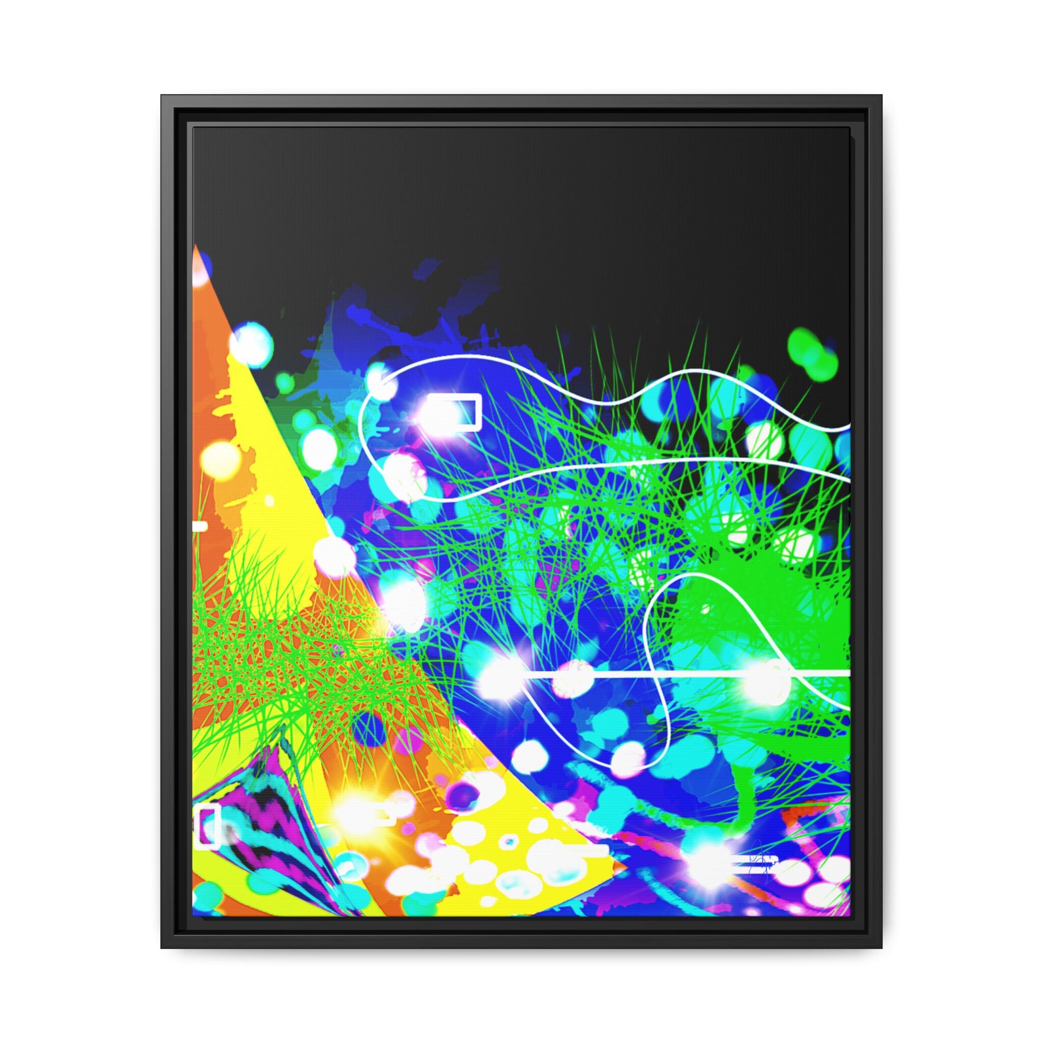 Abstract Neon Wave Matte Canvas Framed Art