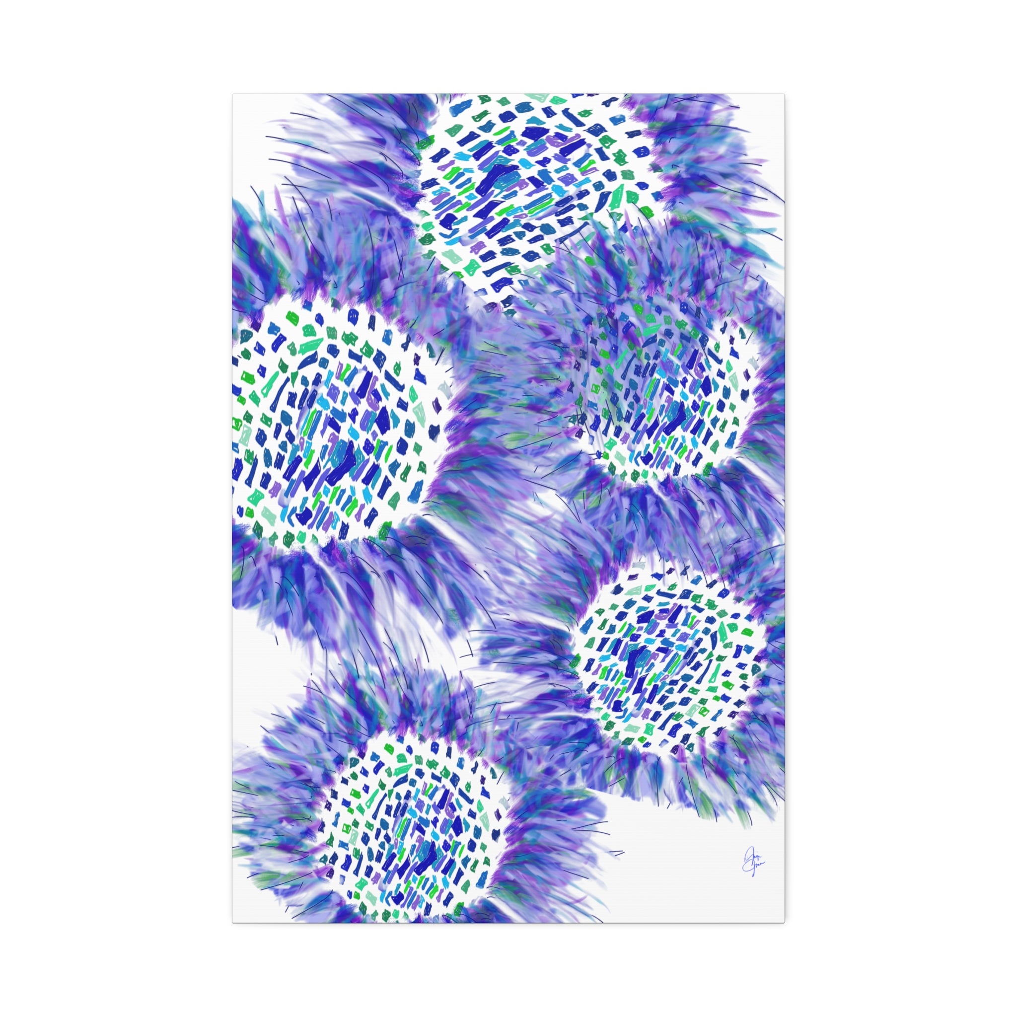 Abstract Blue-Purple Burst Canvas Stretched Art