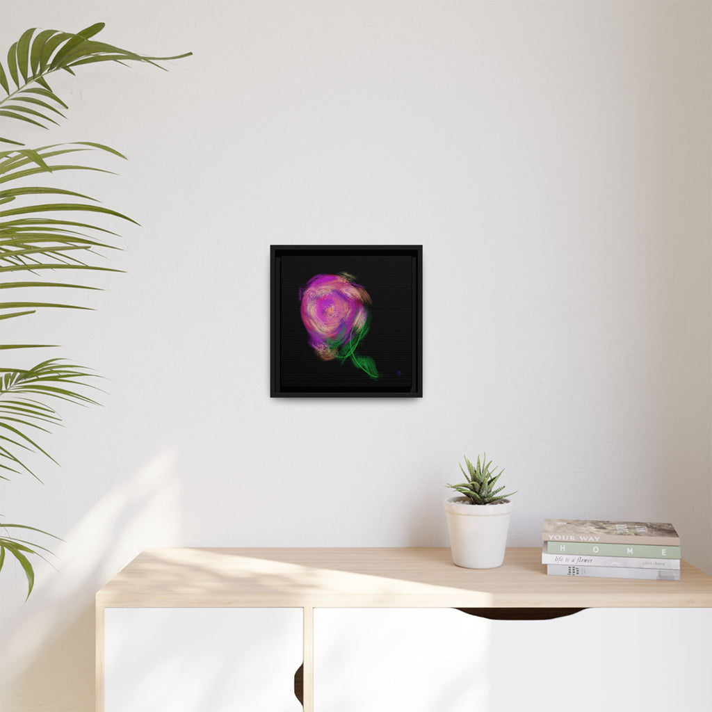 Abstract Rose Swirl Matte Framed Canvas — Multicolor Floral Wall Art