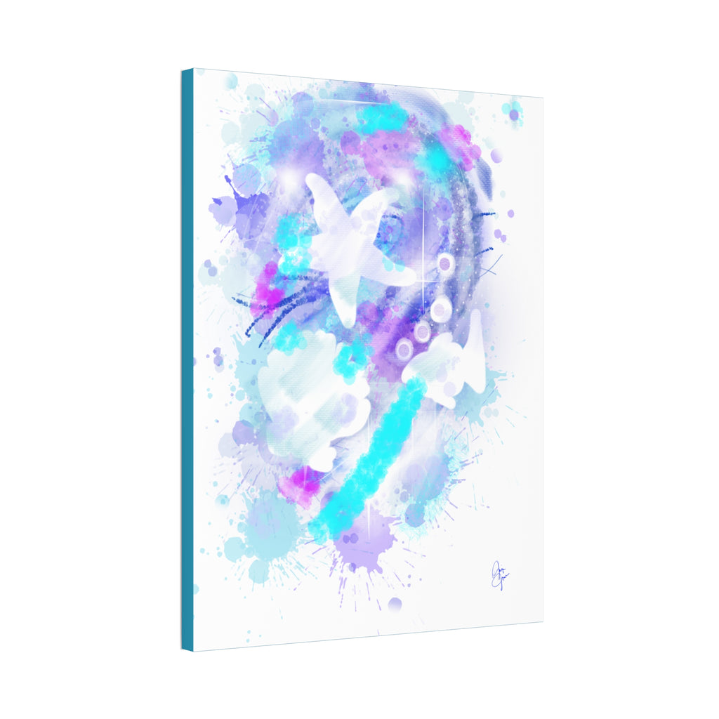 Watercolor Ocean Canvas Art — Purple & Teal Abstract Stretched Canvas