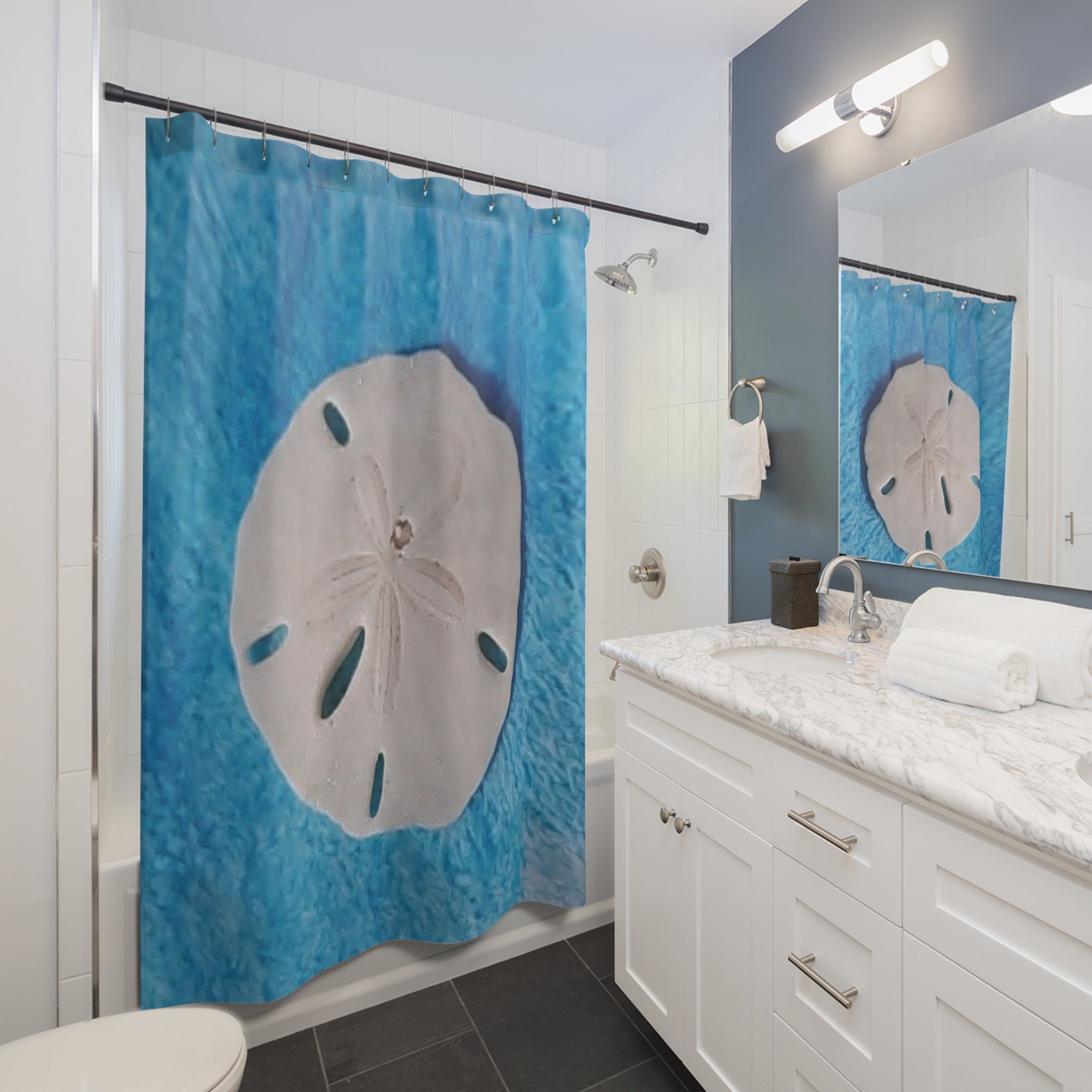 Coastal Sand Dollar Shower Curtain - Beach Decor for Nautical Bathrooms