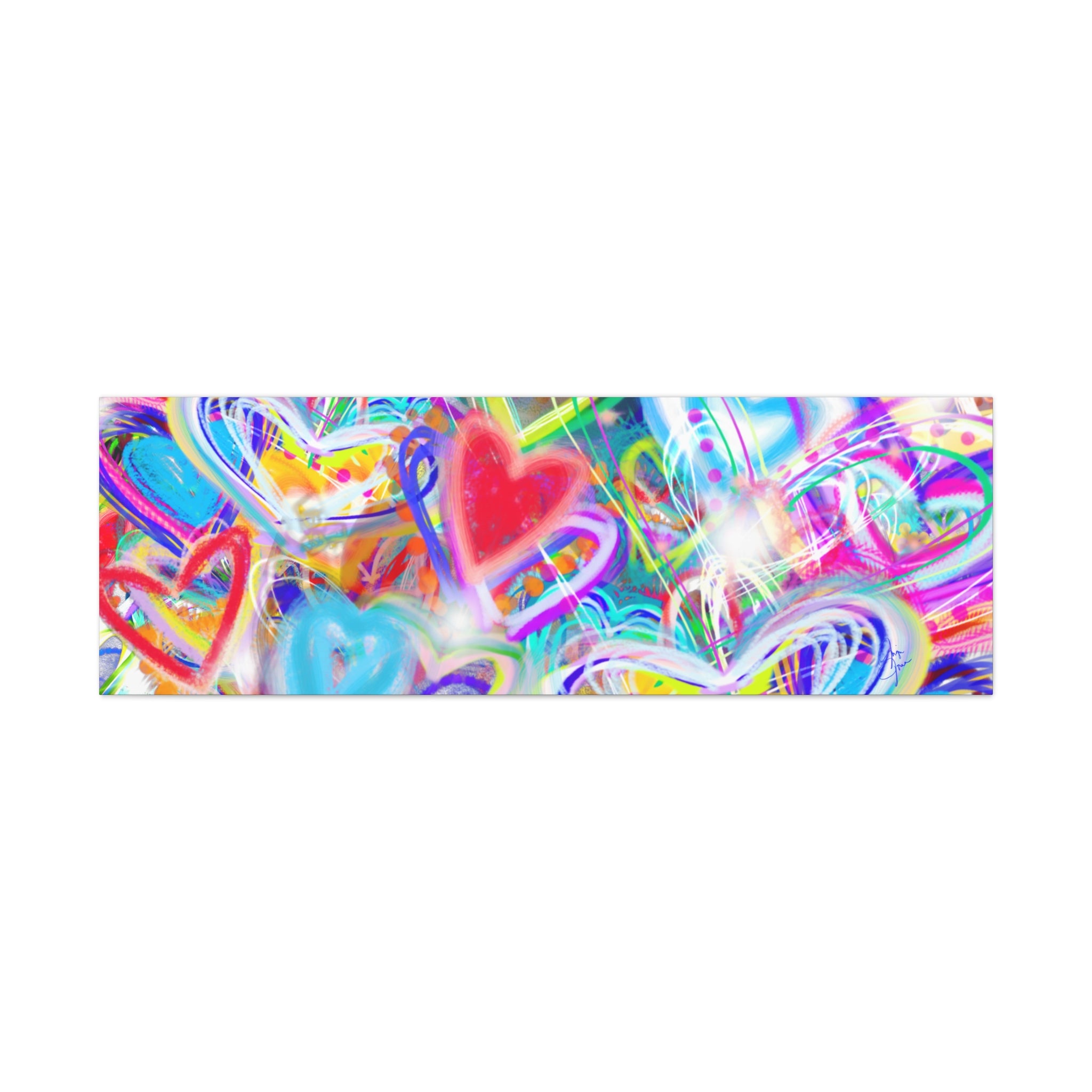 Colorful Heart Graffiti Matte Canvas