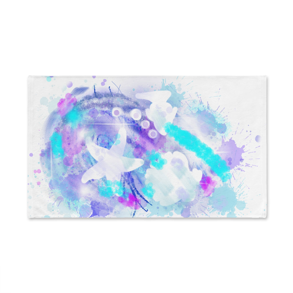 Watercolor Sea Life Hand Towel — Starfish & Shell Beach Spa Towel