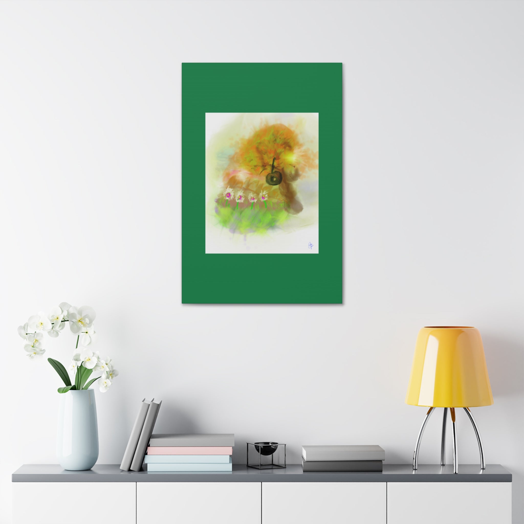 Whimsical Yard Canvas Print — Tire Swing & Broken Fence Stretched 1.5"