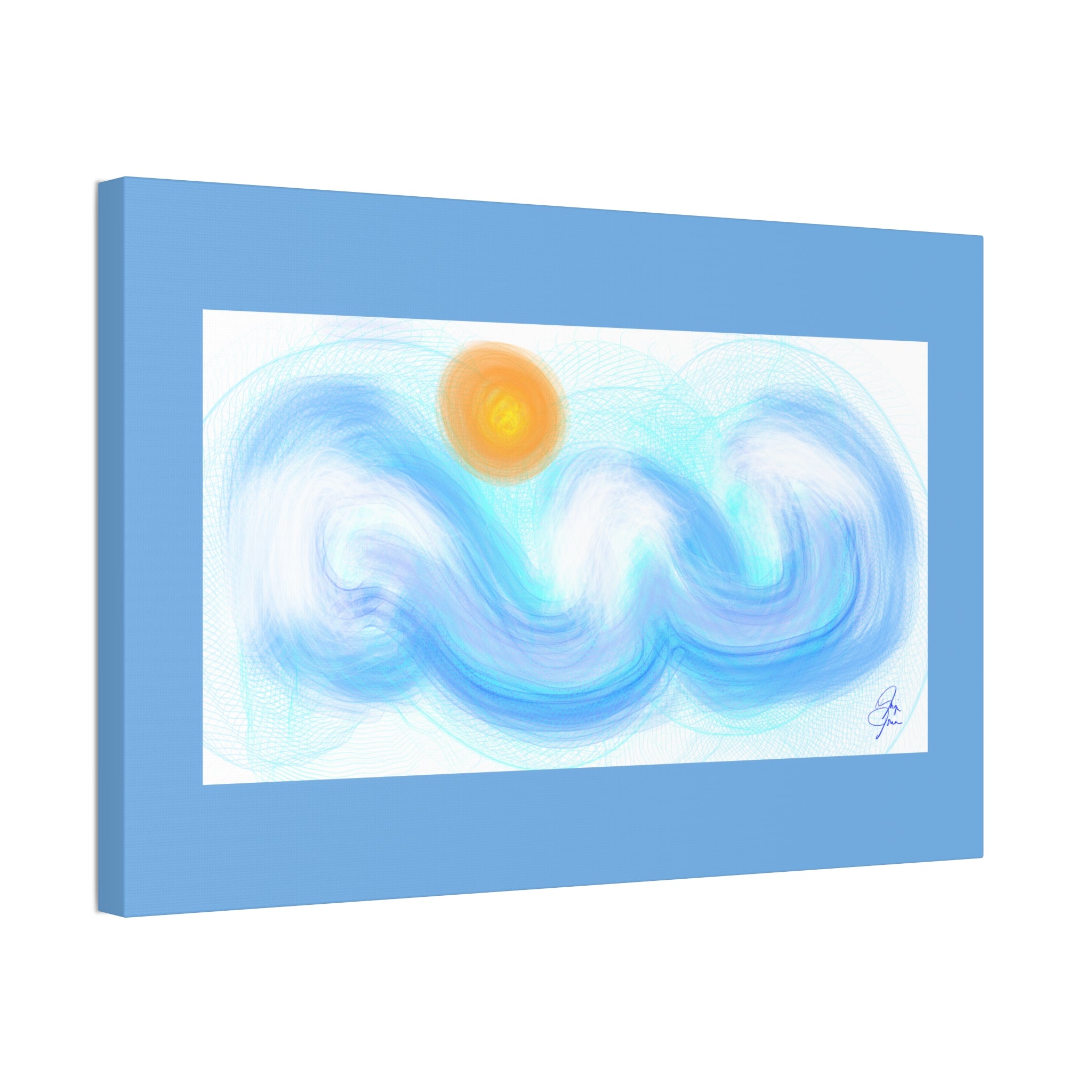 Abstract Ocean Wave Canvas — Turquoise Stretched Wall Art