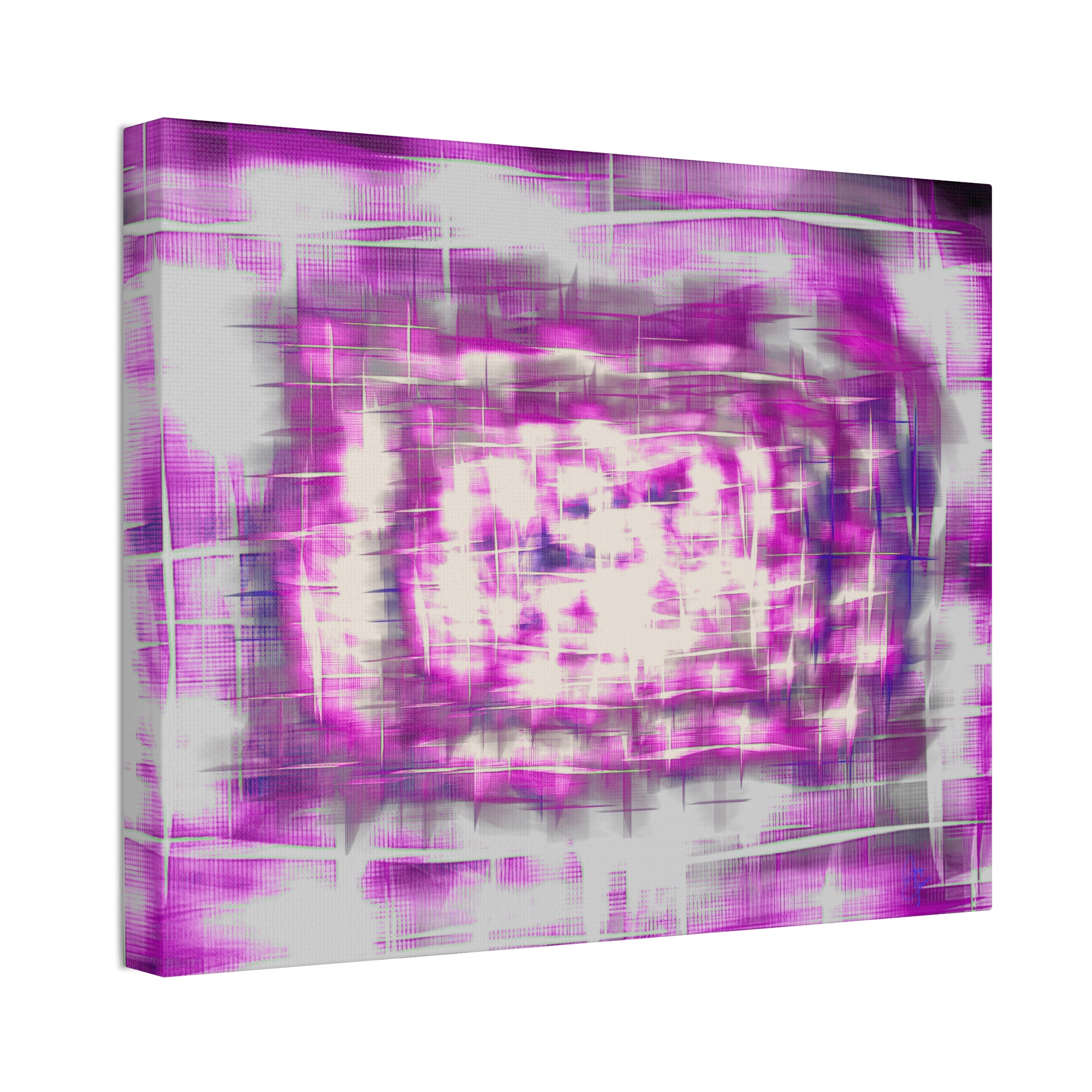 Purple Abstract Stretched Canvas Wall Art — Pink White Geometric Texture