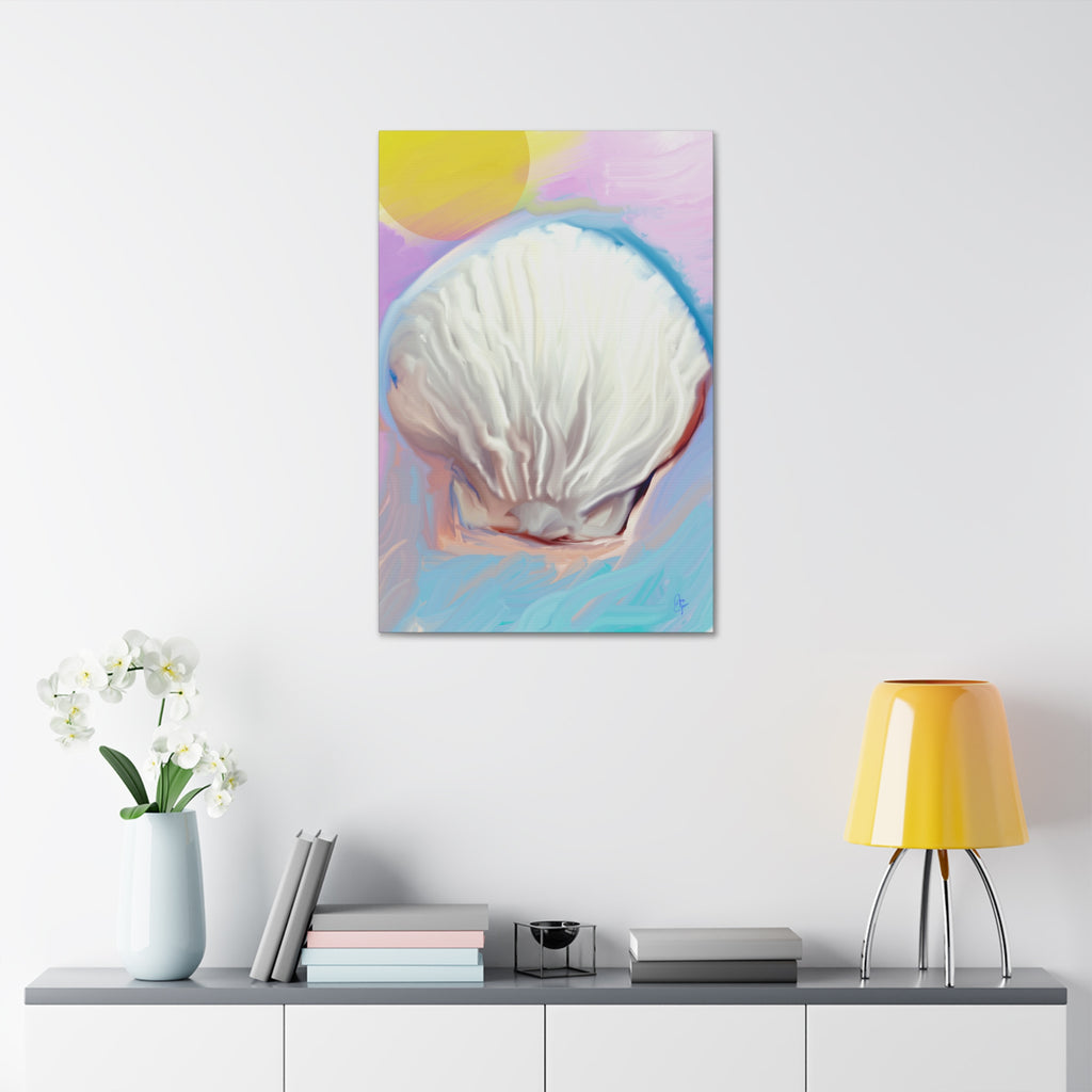 Seashell Dream Canvas Stretch — Pastel Beach Wall Art (1.5" Stretched)